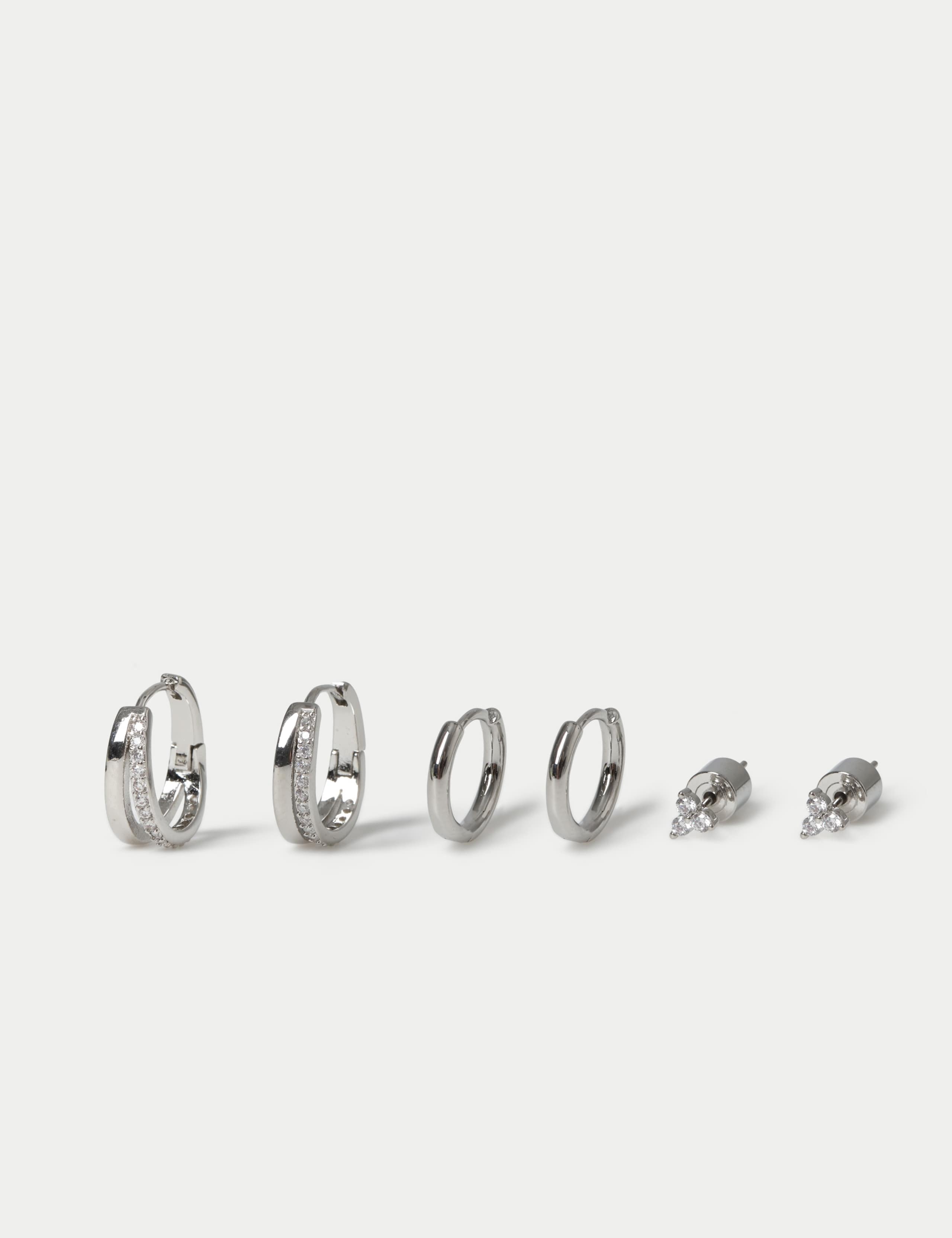 Platinum Plated 3 Pack CZ Earrings 1 of 2
