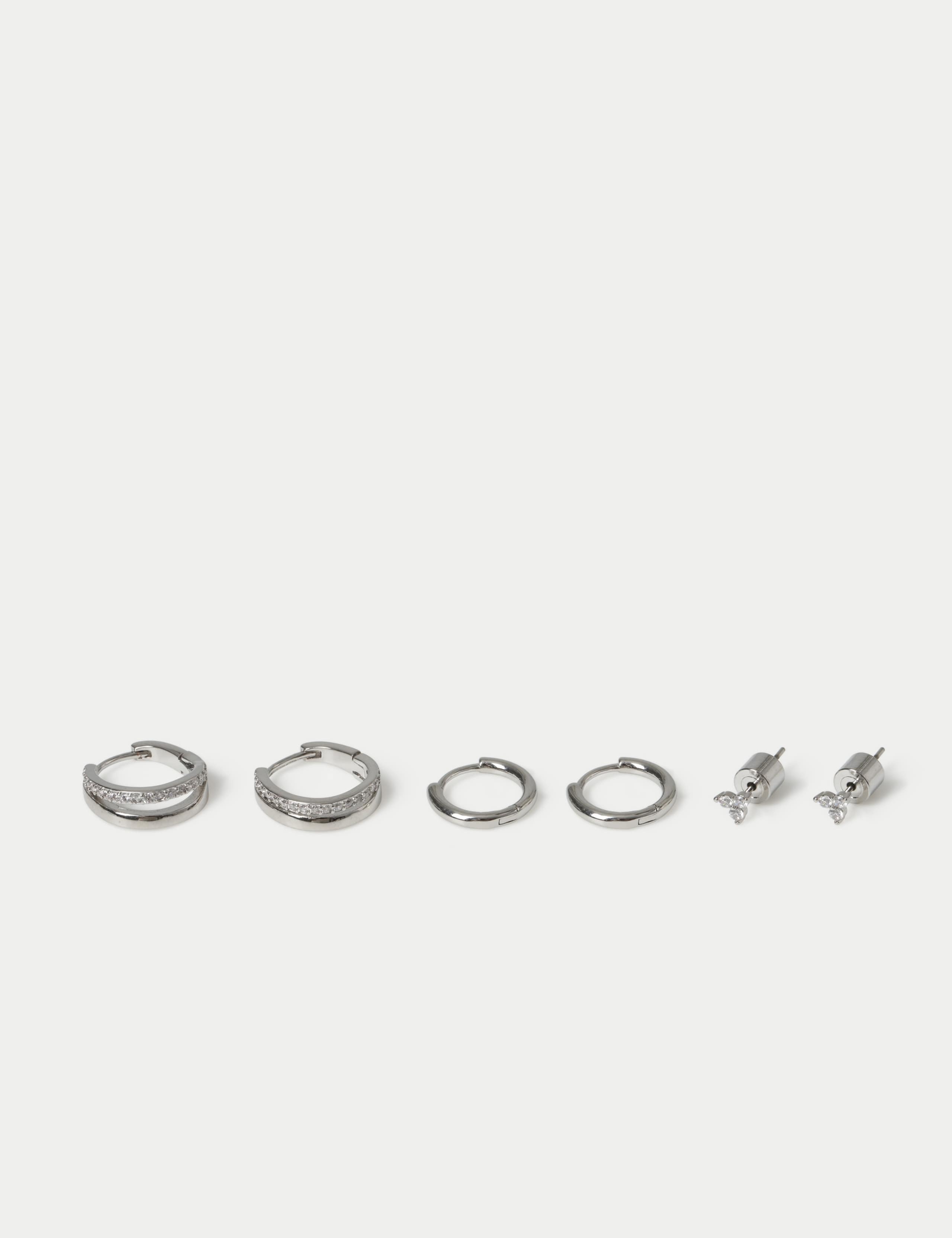 Platinum Plated 3 Pack CZ Earrings 2 of 2
