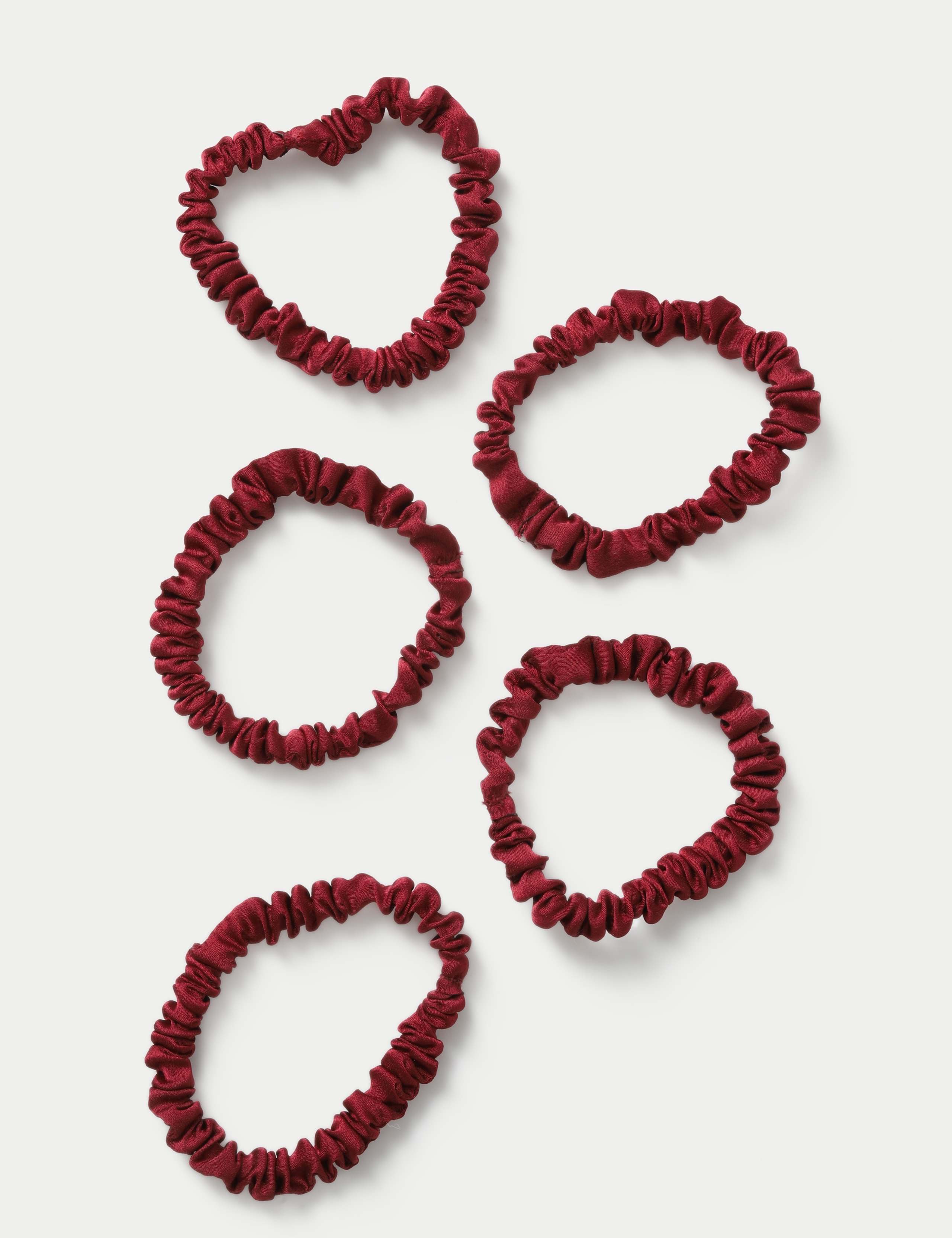 5 Pack Burundy Hair Scrunchie 2 of 2