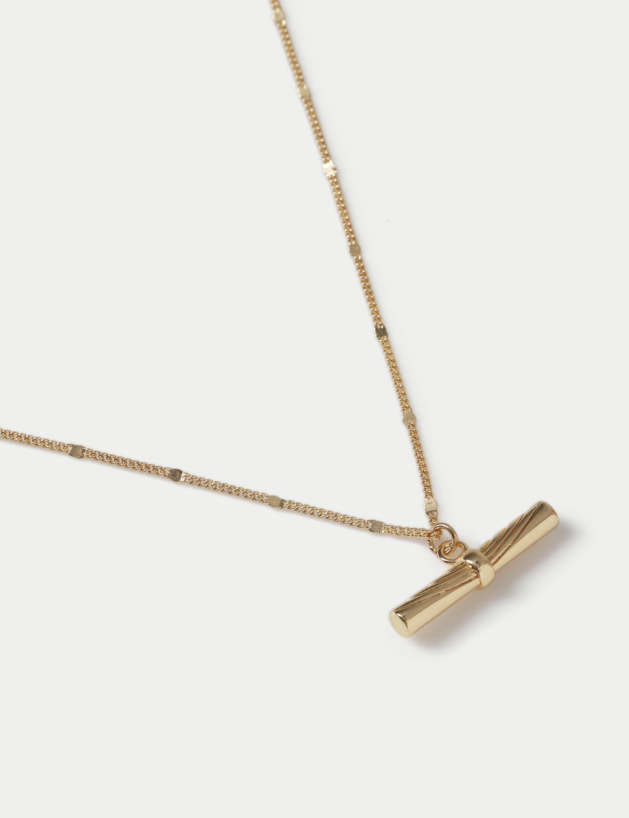 14ct Gold Plated T-Bar Necklace 2 of 2