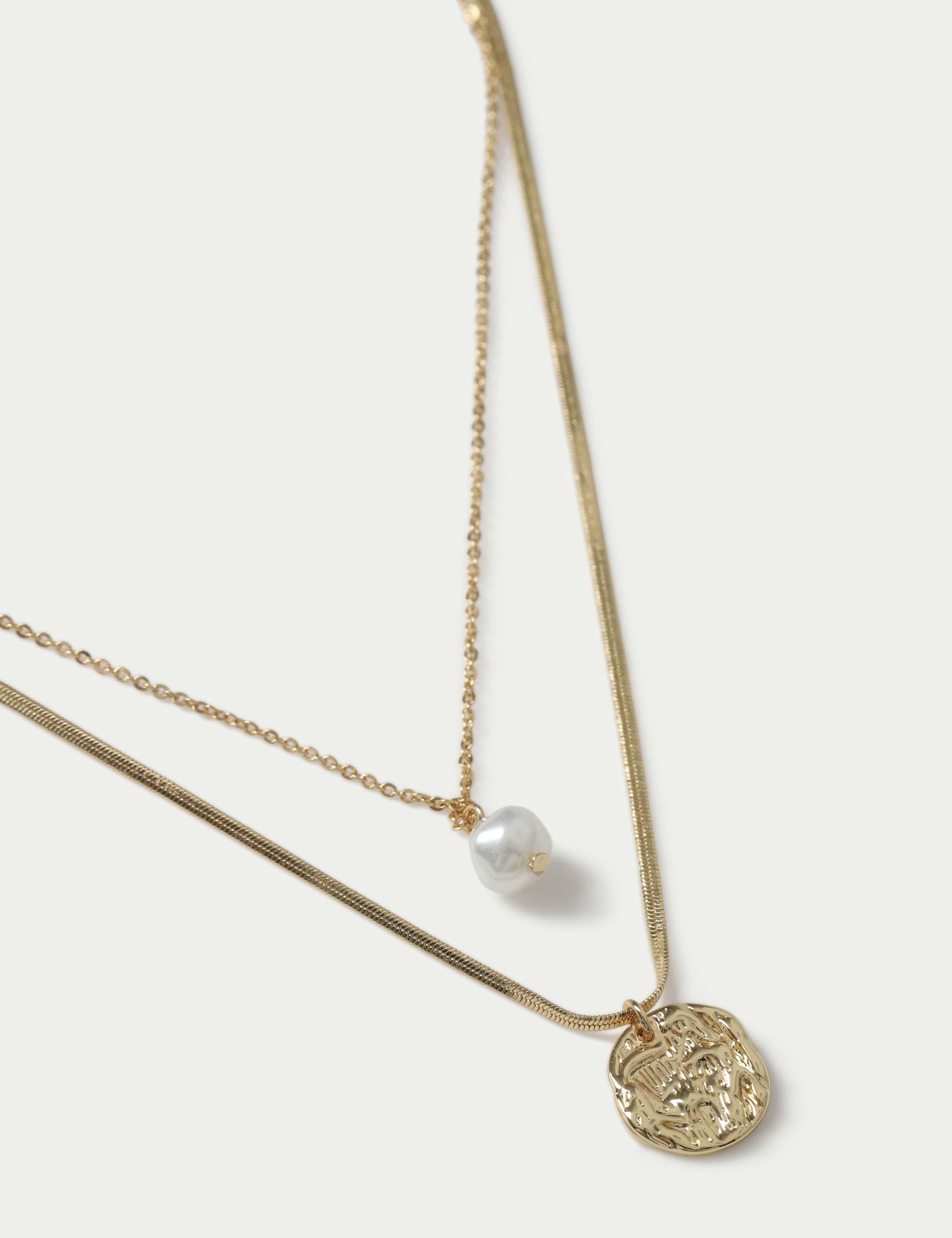 14ct Plated Pearl Multirow Necklace 2 of 2