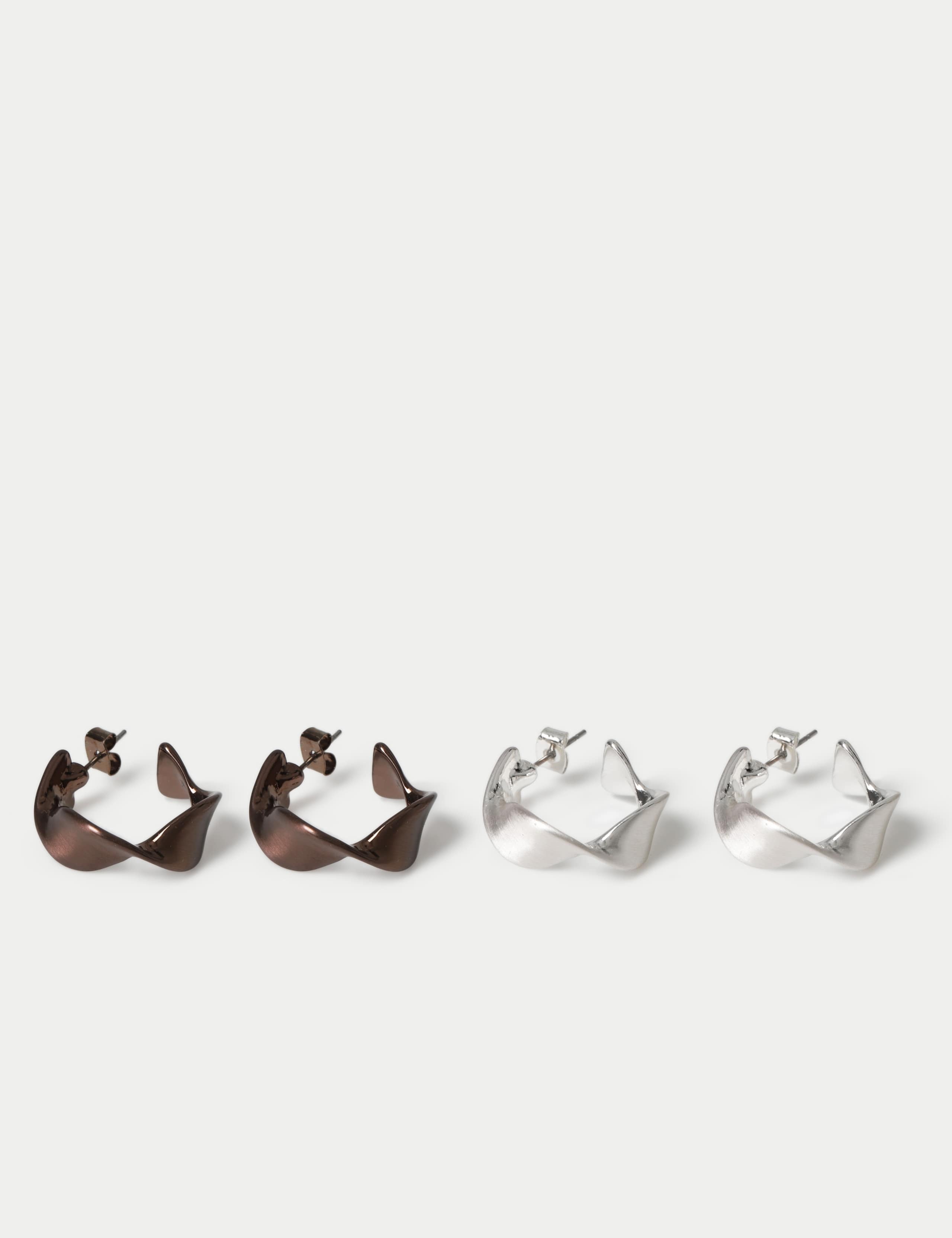 2 Pack Brushed Twist Hoop Earrings 2 of 2