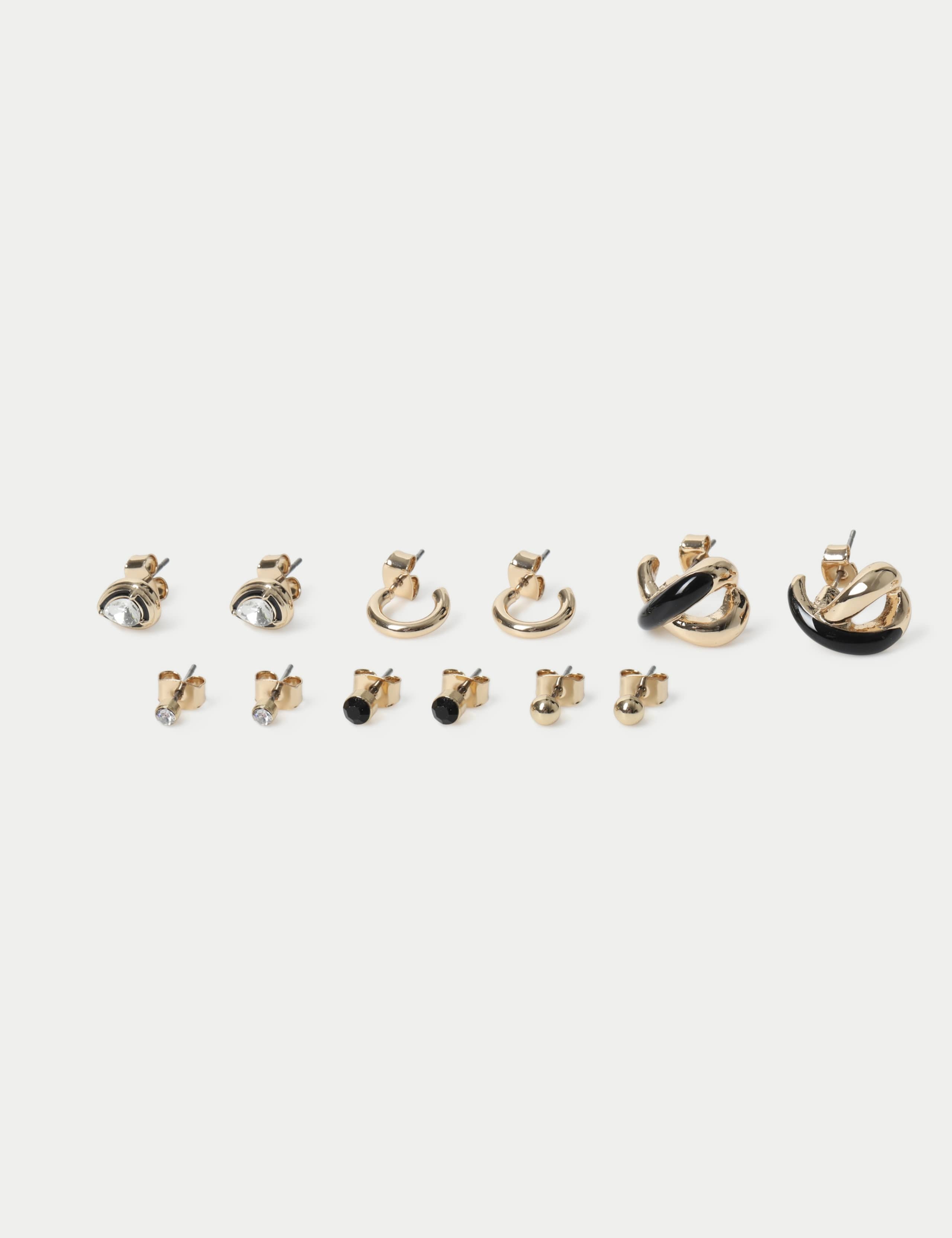 6 Pack Gold Tone Black Mix Earrings 2 of 2