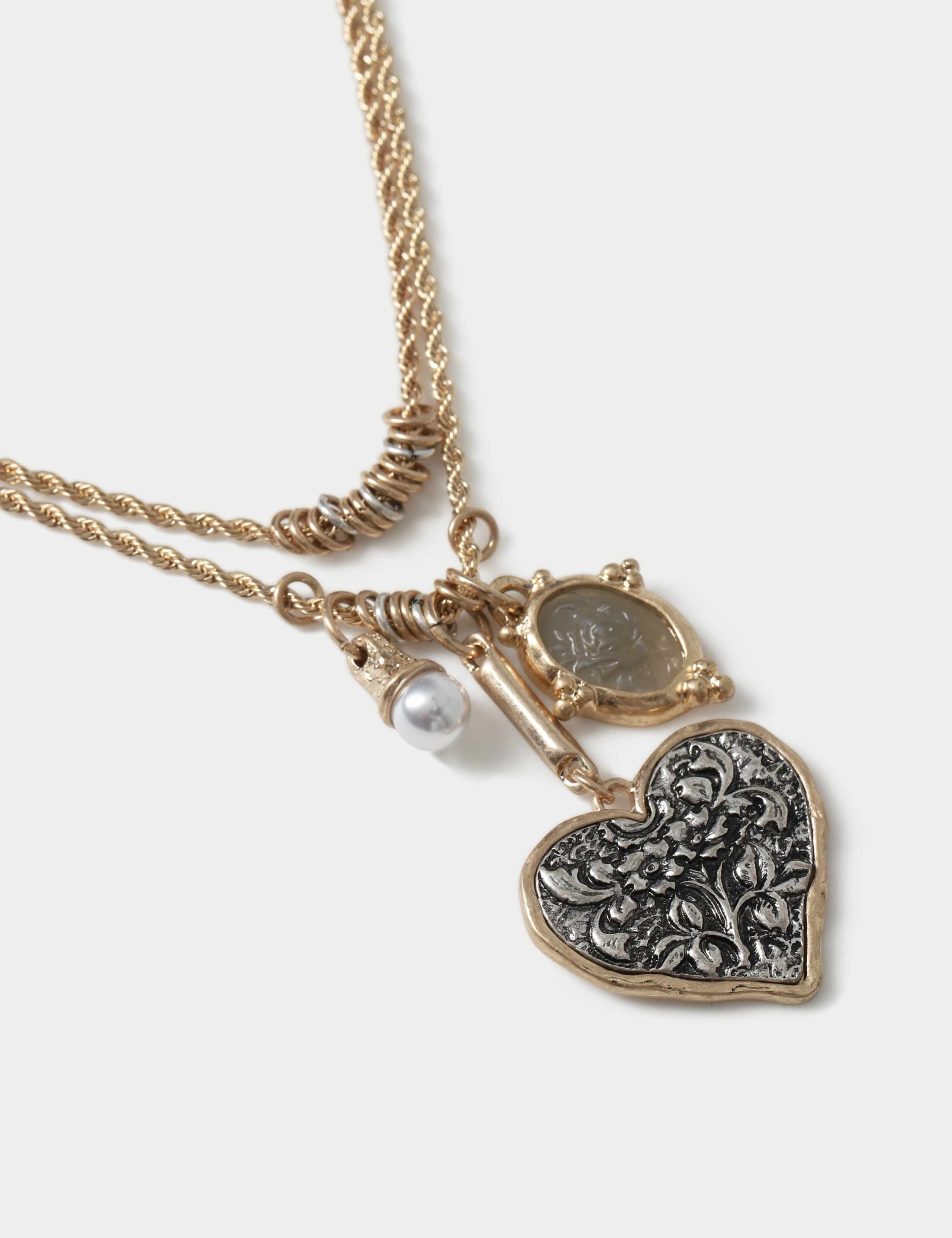 Multi Charm Heart Pendant Necklace 2 of 2