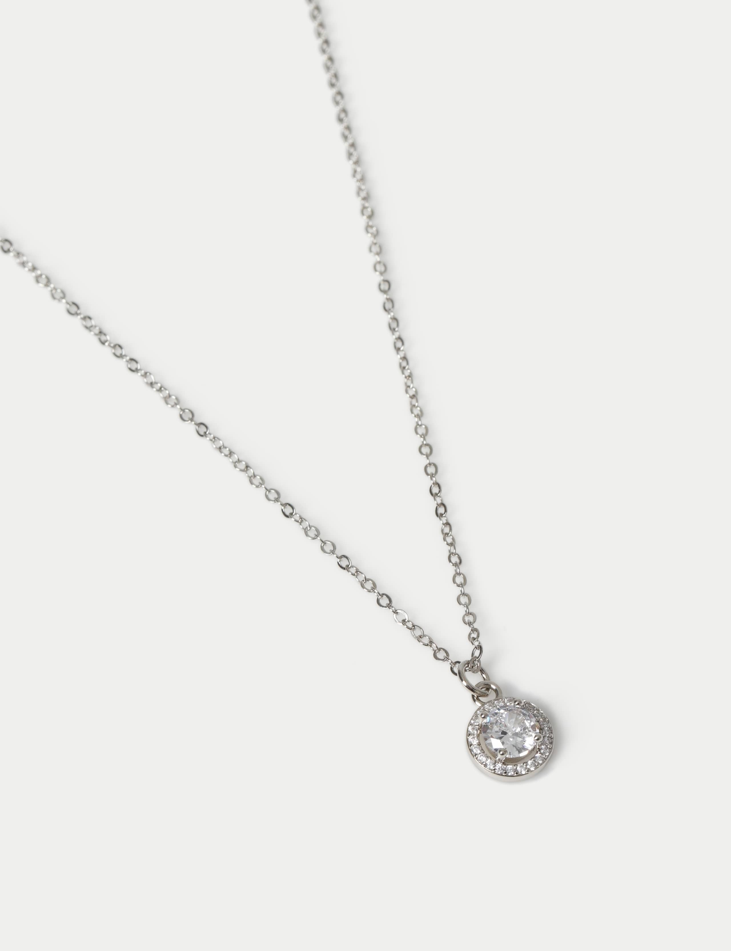 Platinum Plated Solitaire Necklace 2 of 2