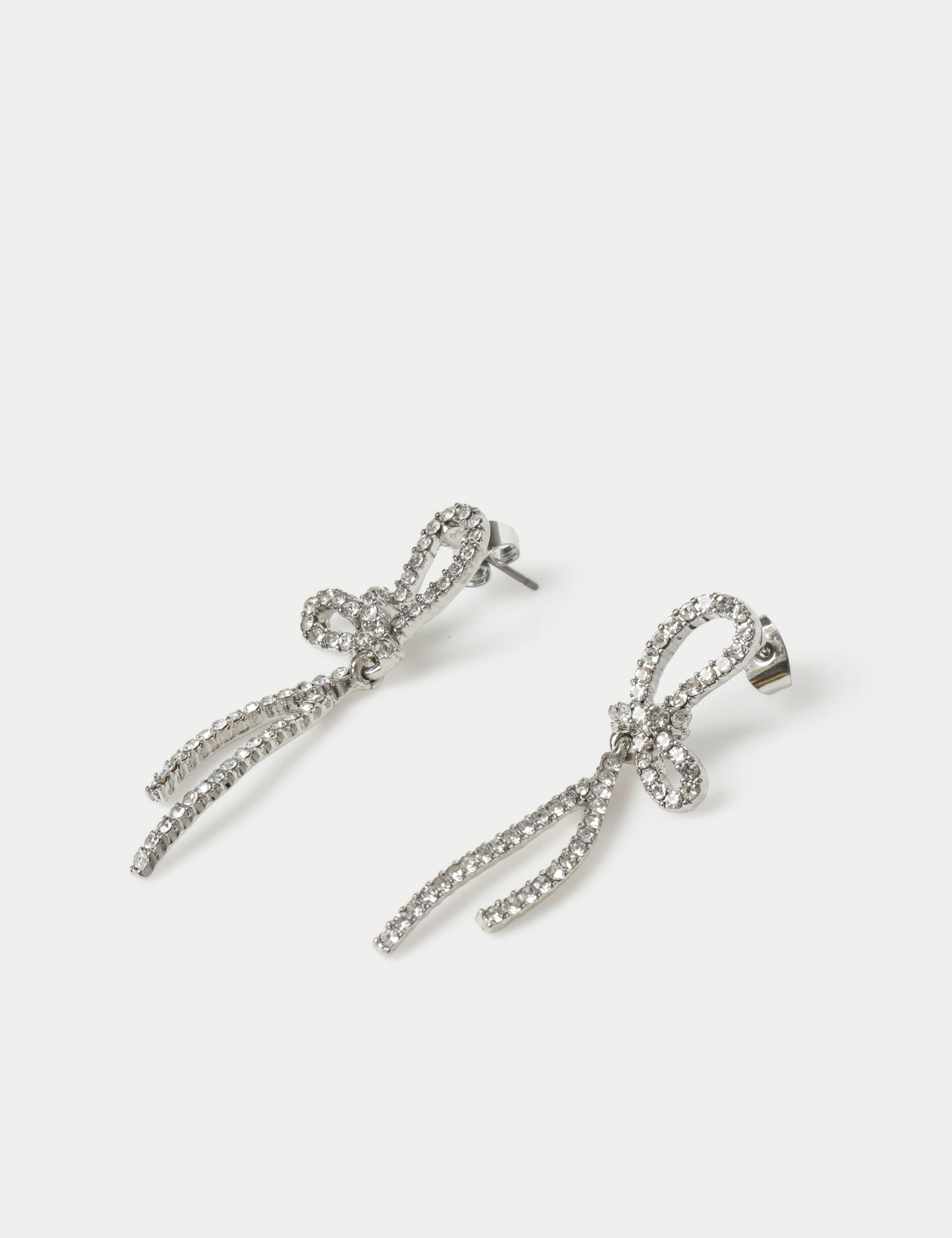 Christmas Silver Tone Bow Stud Earring 2 of 2