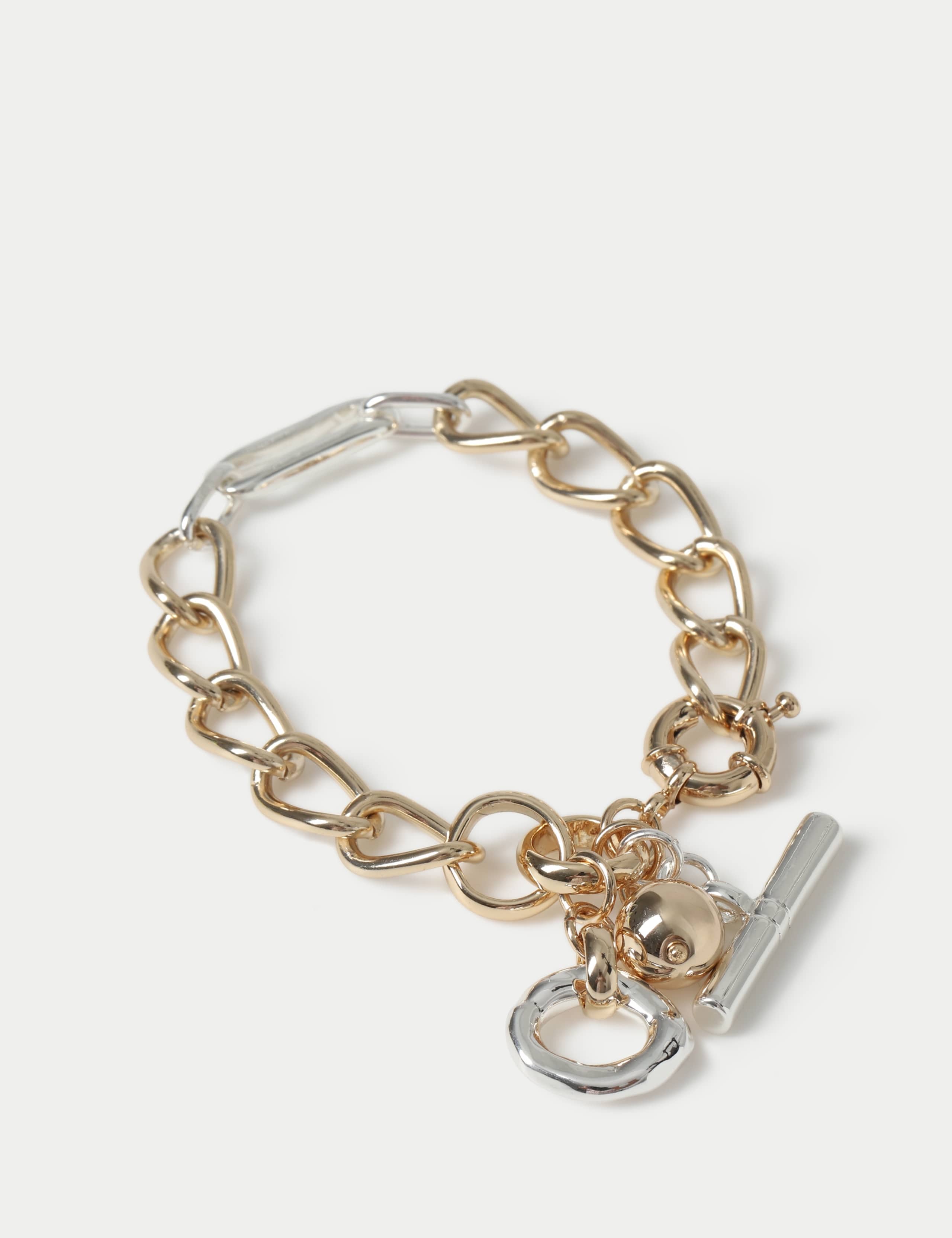 Mixed Metal T-Bar Chain Bracelet 2 of 2
