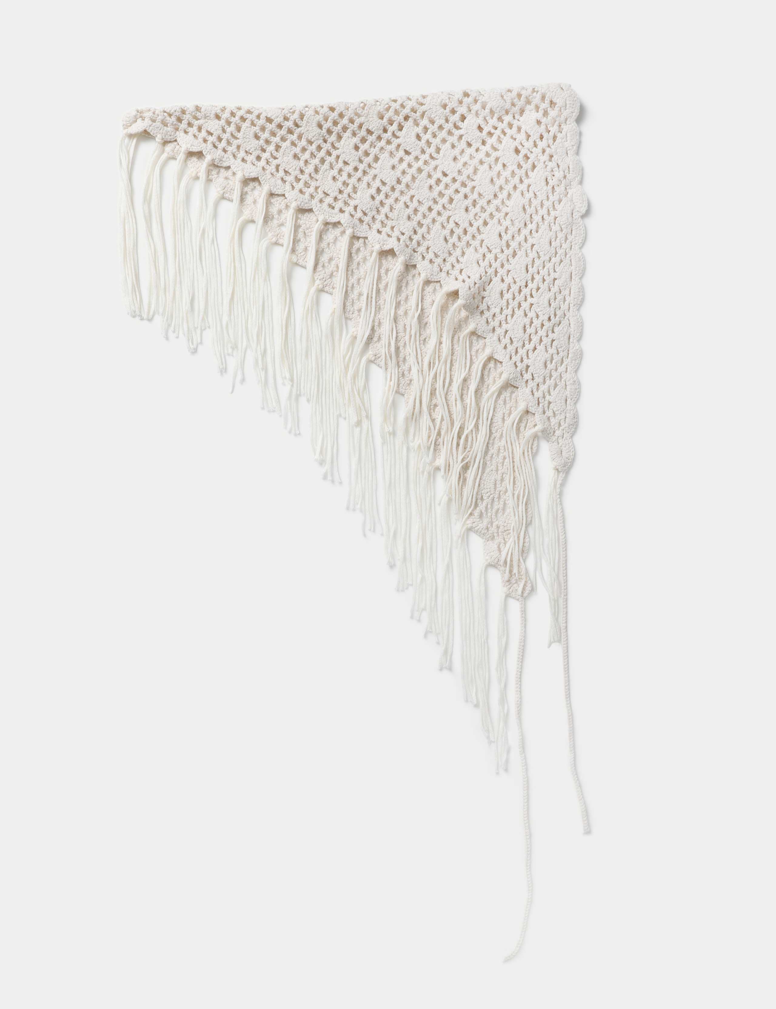 OE White Crotchet Fringe Scarf 2 of 2