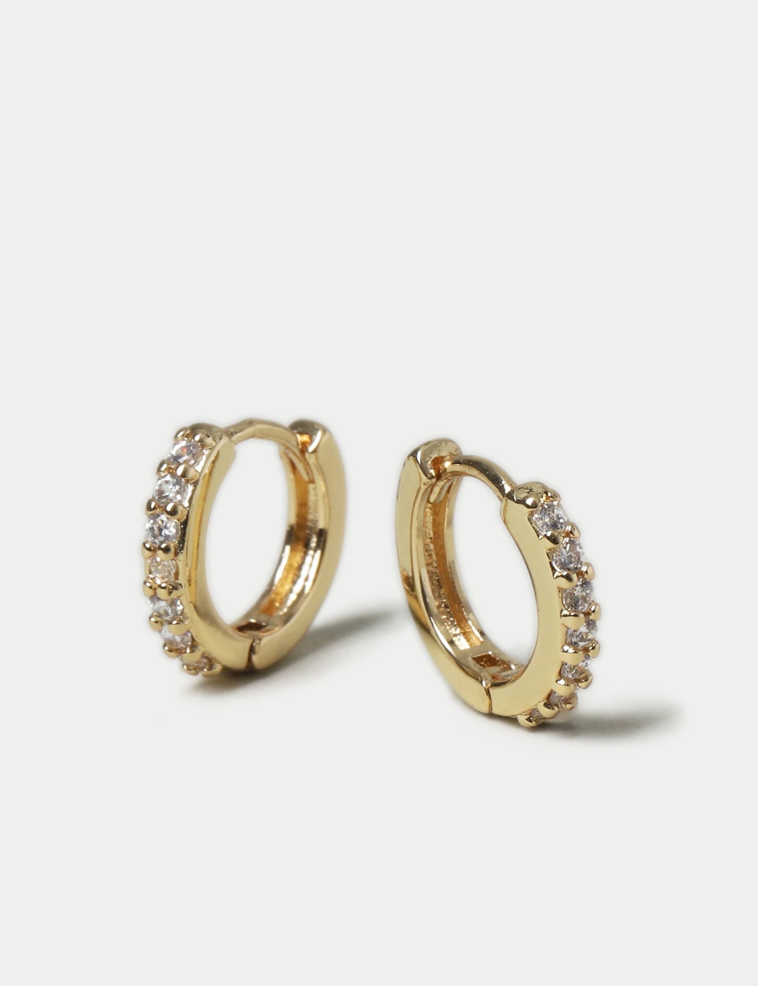 14ct Gold Plated Mini Hoop Earrings 1 of 2