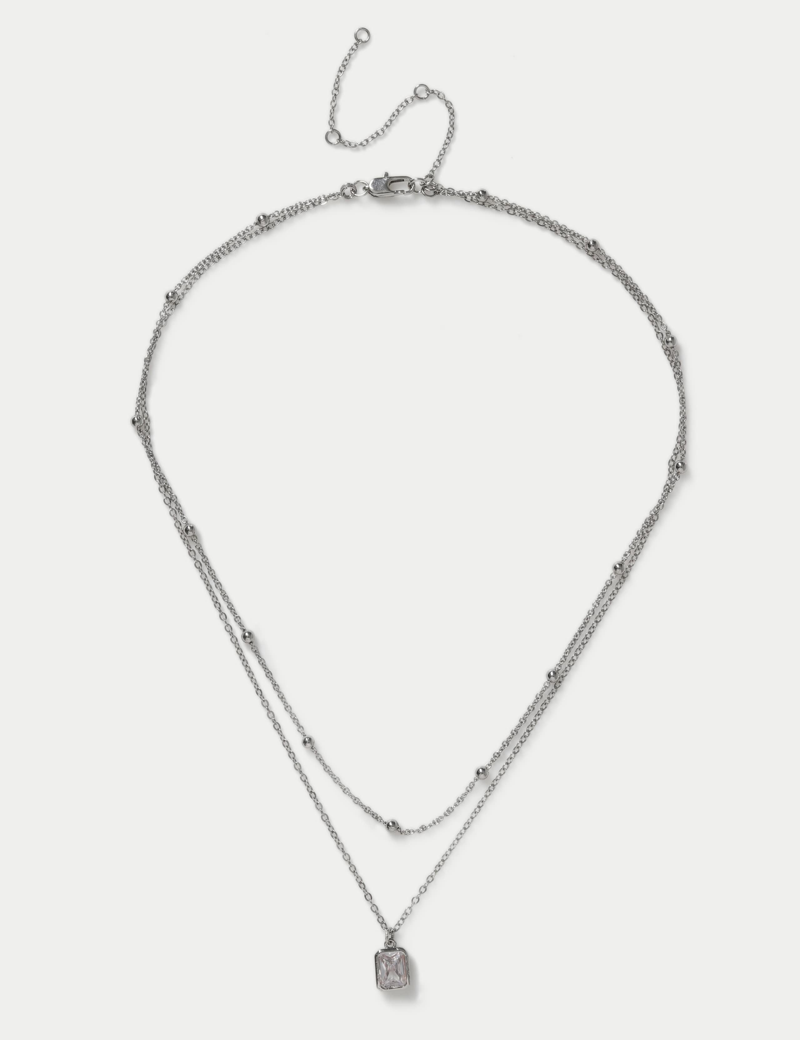 Platinum CZ Multirow Necklace 1 of 2