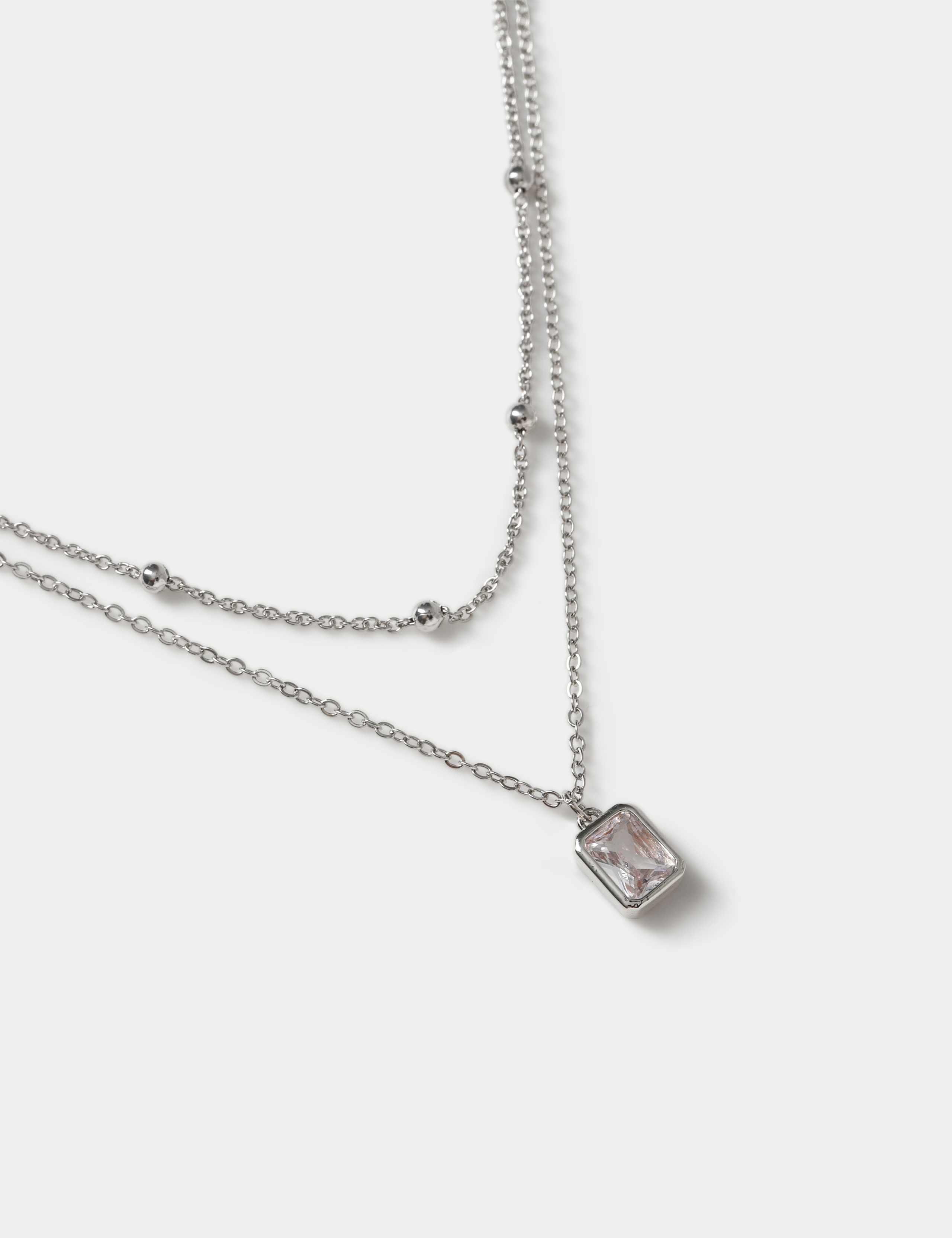 Platinum CZ Multirow Necklace 2 of 2