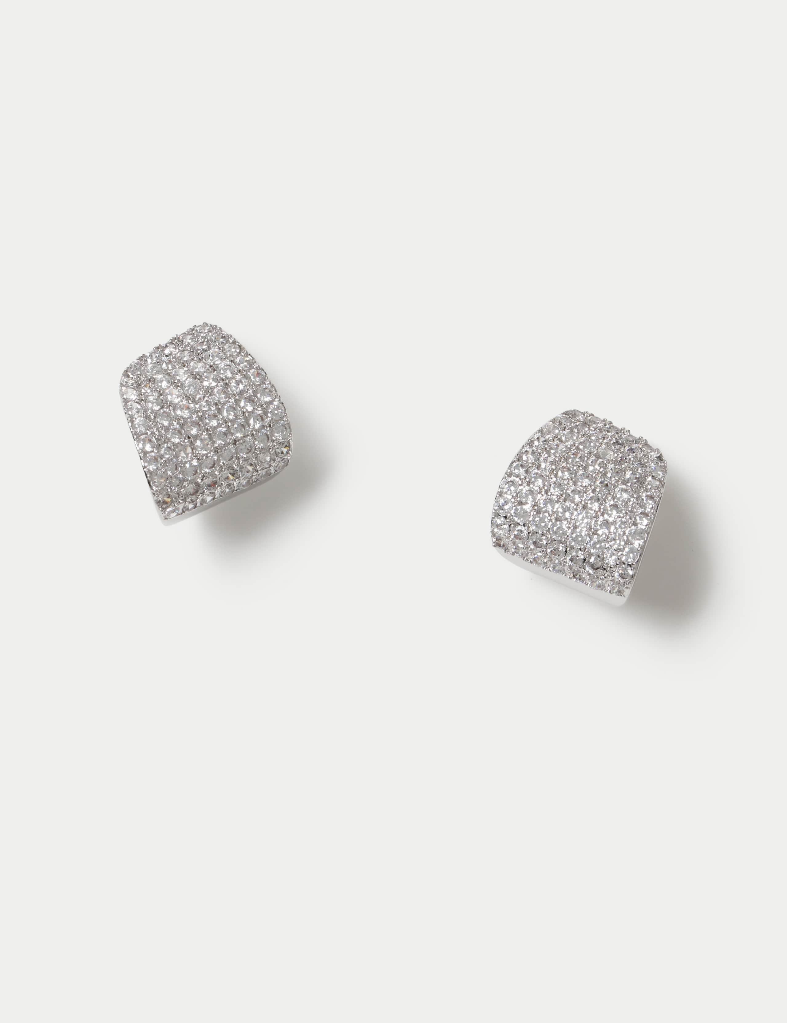 Platinum Curve CZ Stud Earring 1 of 2