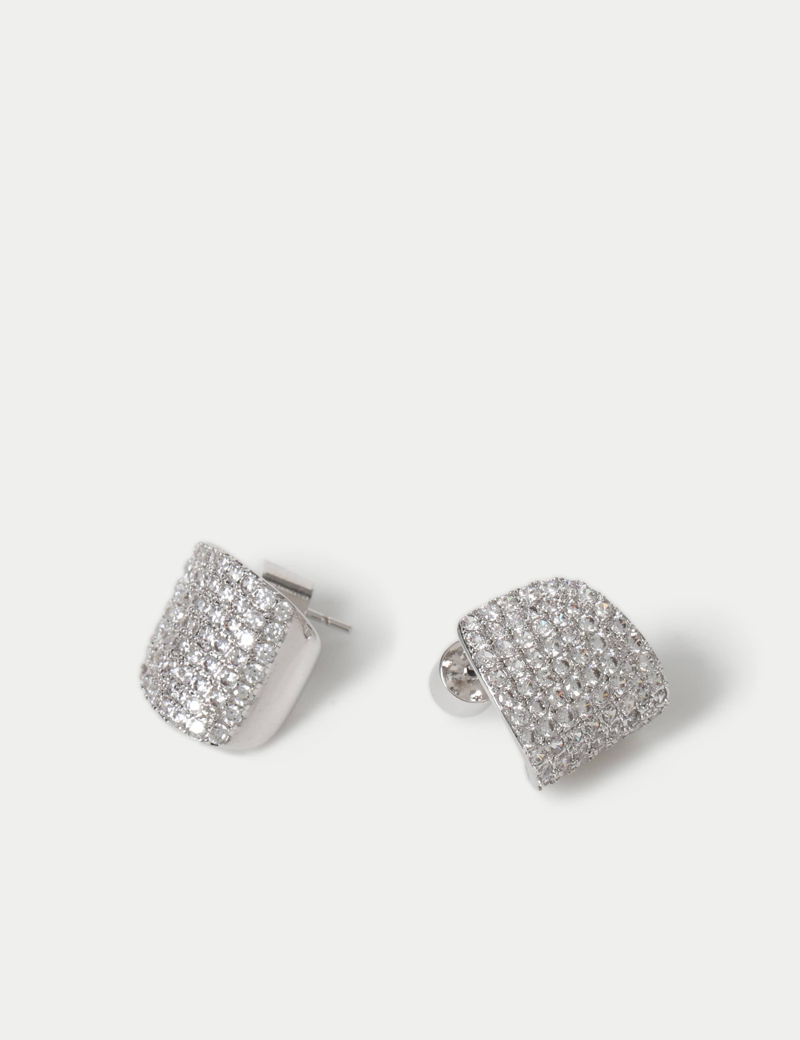 Platinum Curve CZ Stud Earring 2 of 2