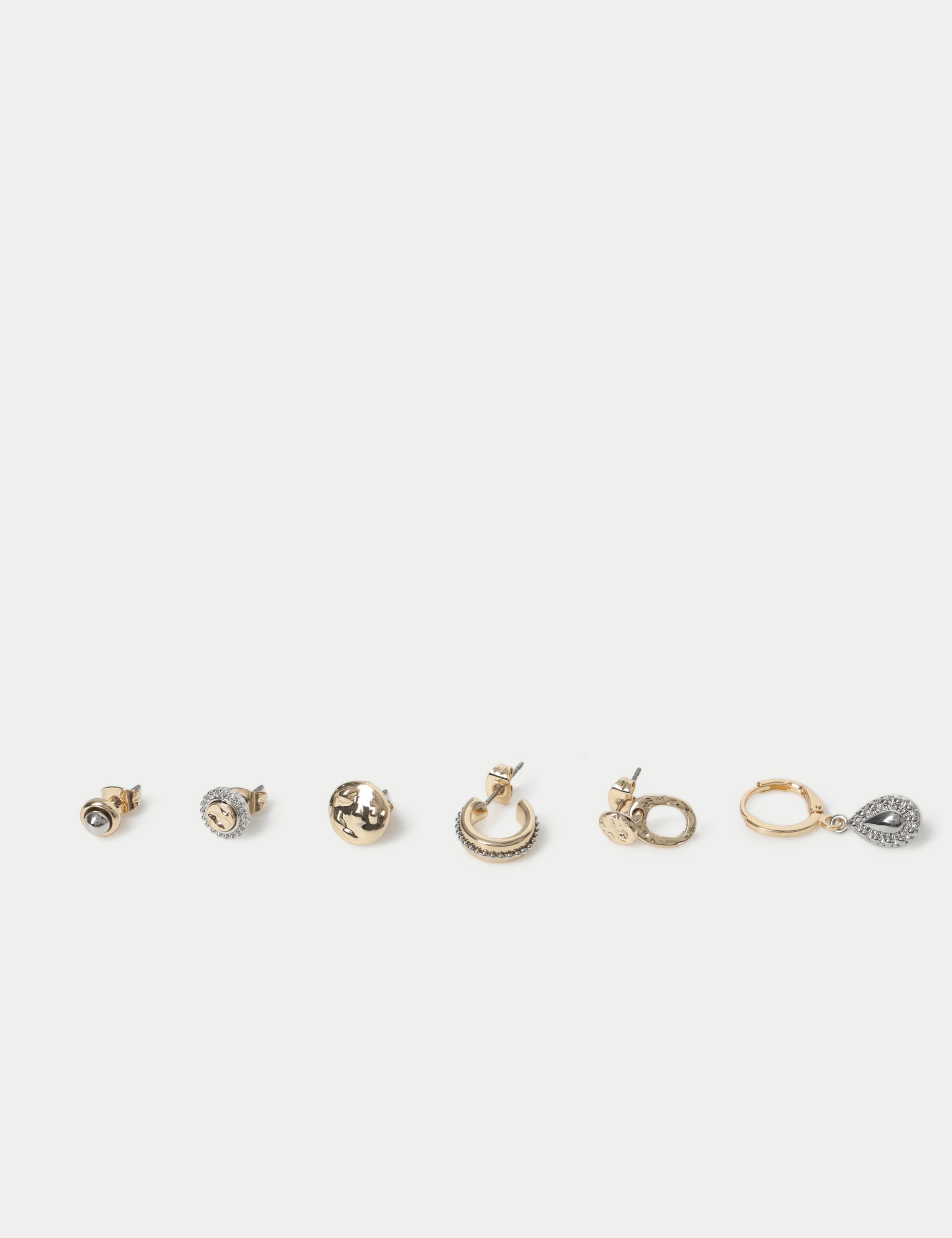 Per Una 6 Pack Mixed Metal Stud Earrings 2 of 2