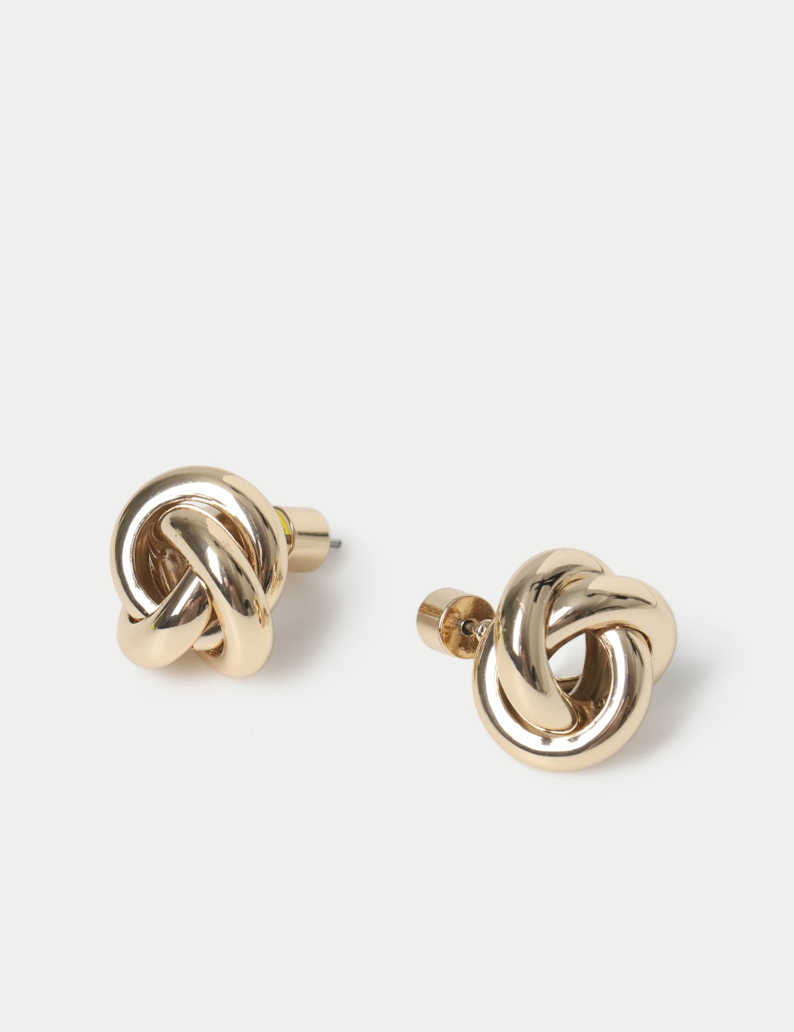 Gold Tone Knot Stud Earrings 2 of 2