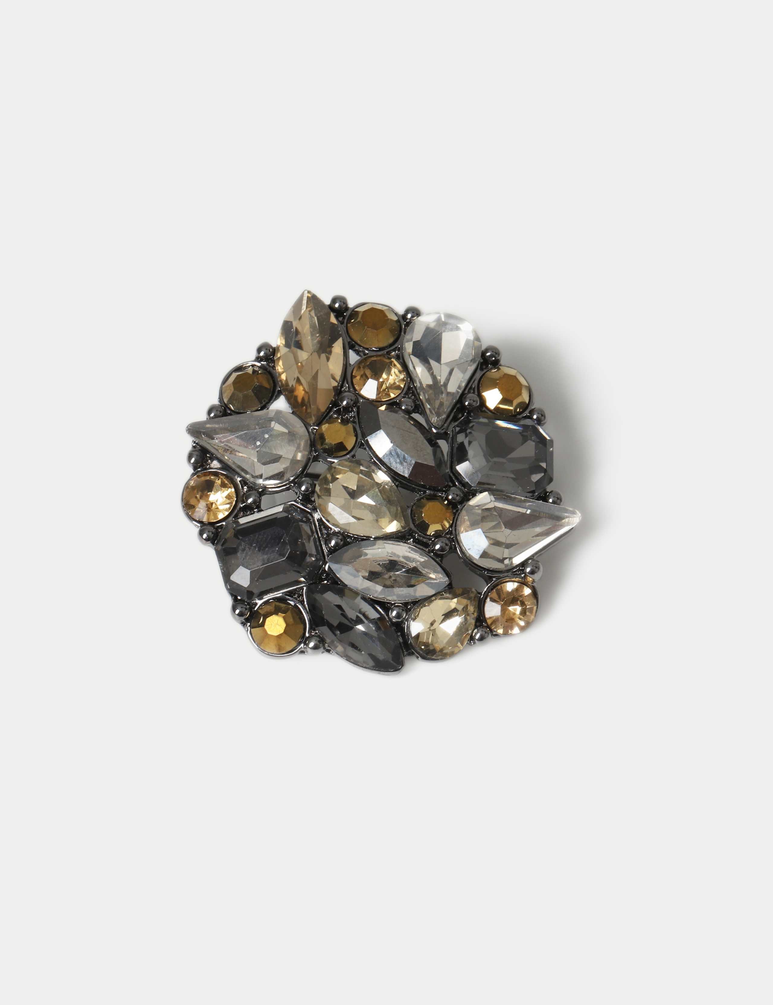 Multicolour Crystal Circular Brooch 1 of 3
