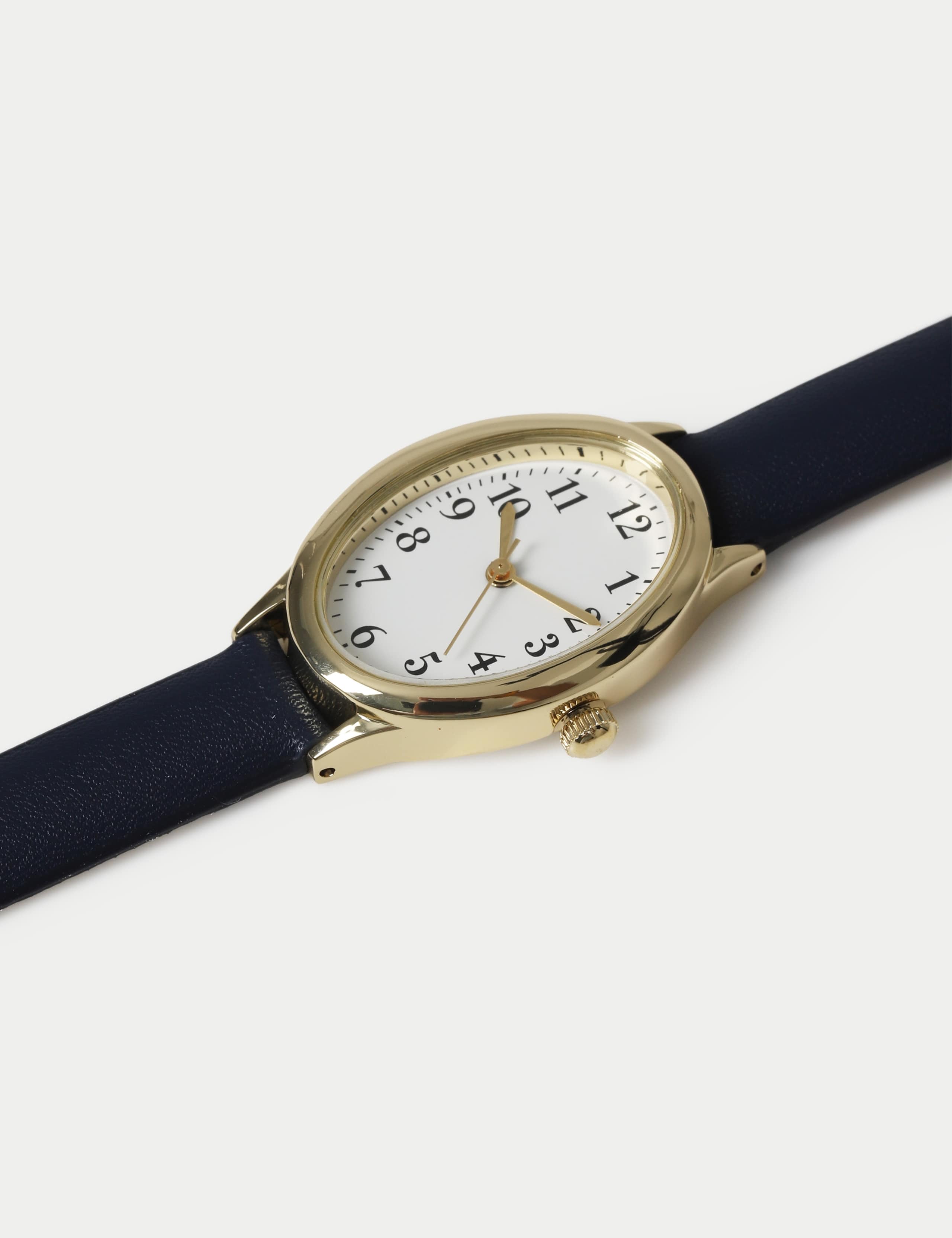 Navy Minimalist Faux Leather Watch 2 of 3