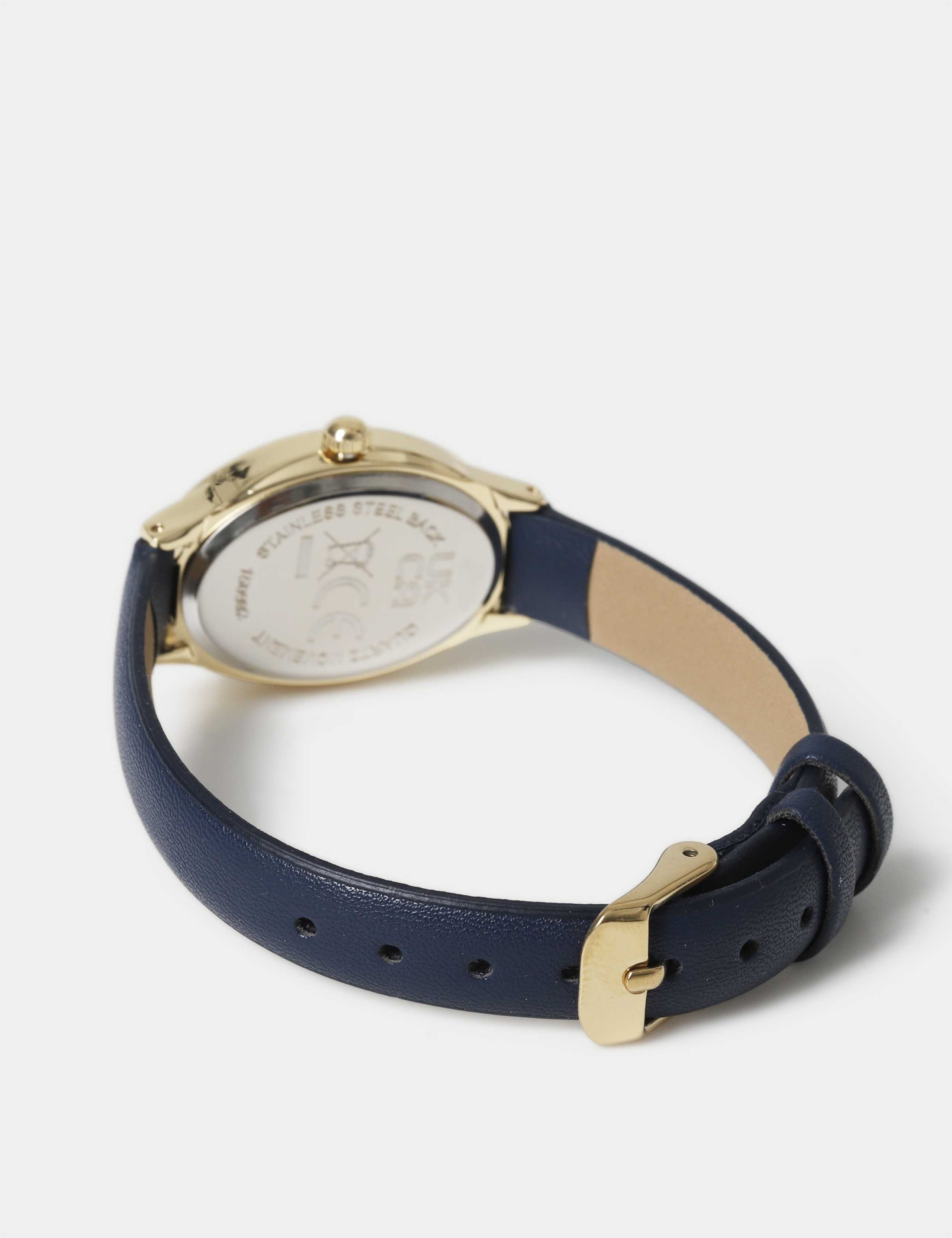 Navy Minimalist Faux Leather Watch 3 of 3