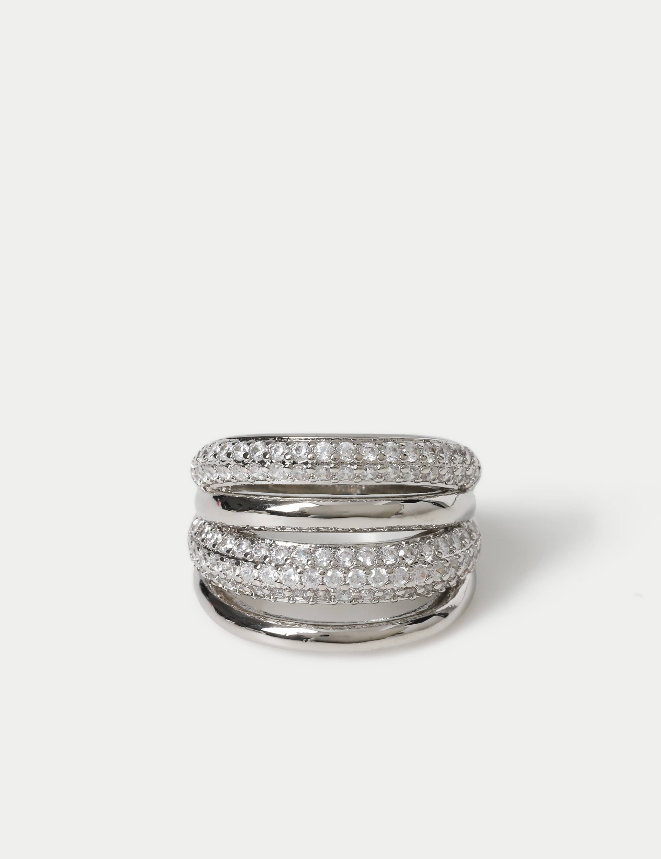 Platinum Plated Chunky Pave Ring 1 of 1