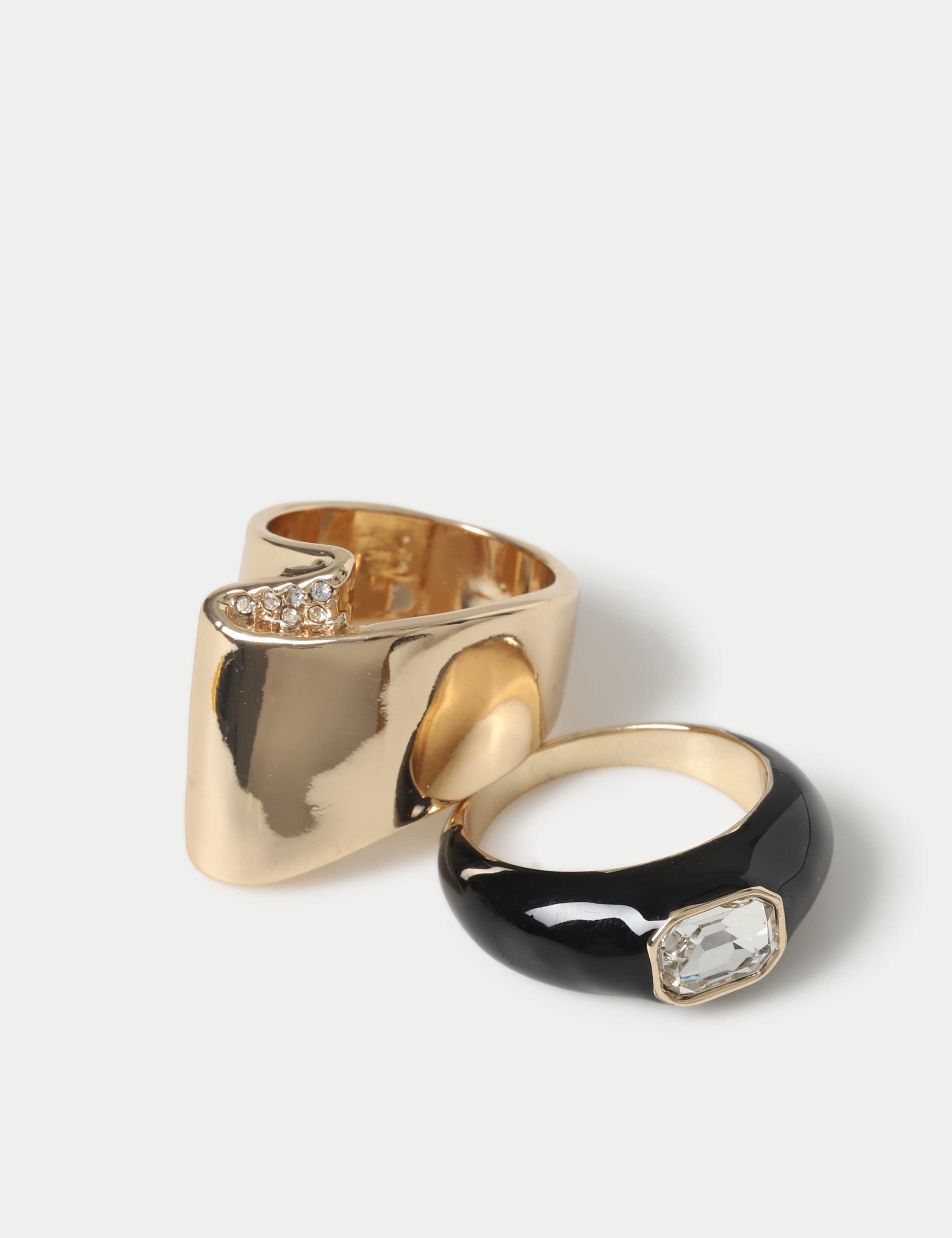 Black Enamel and Crystal Ring Multipack 2 of 2