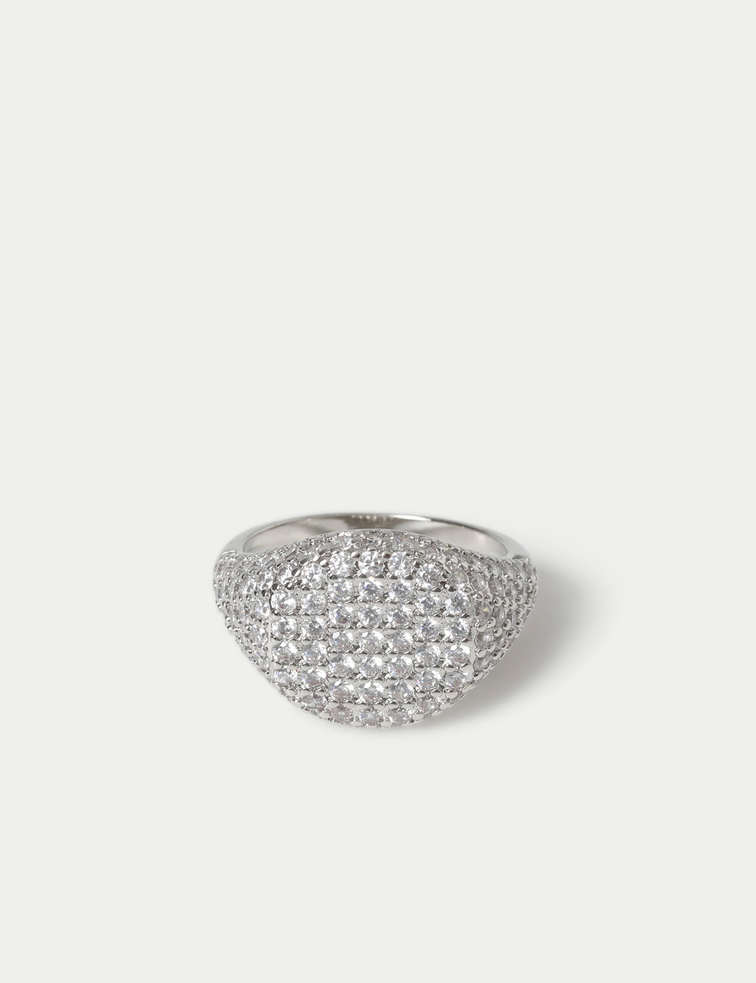 Platinum Plated Pave Pinky Ring 2 of 2