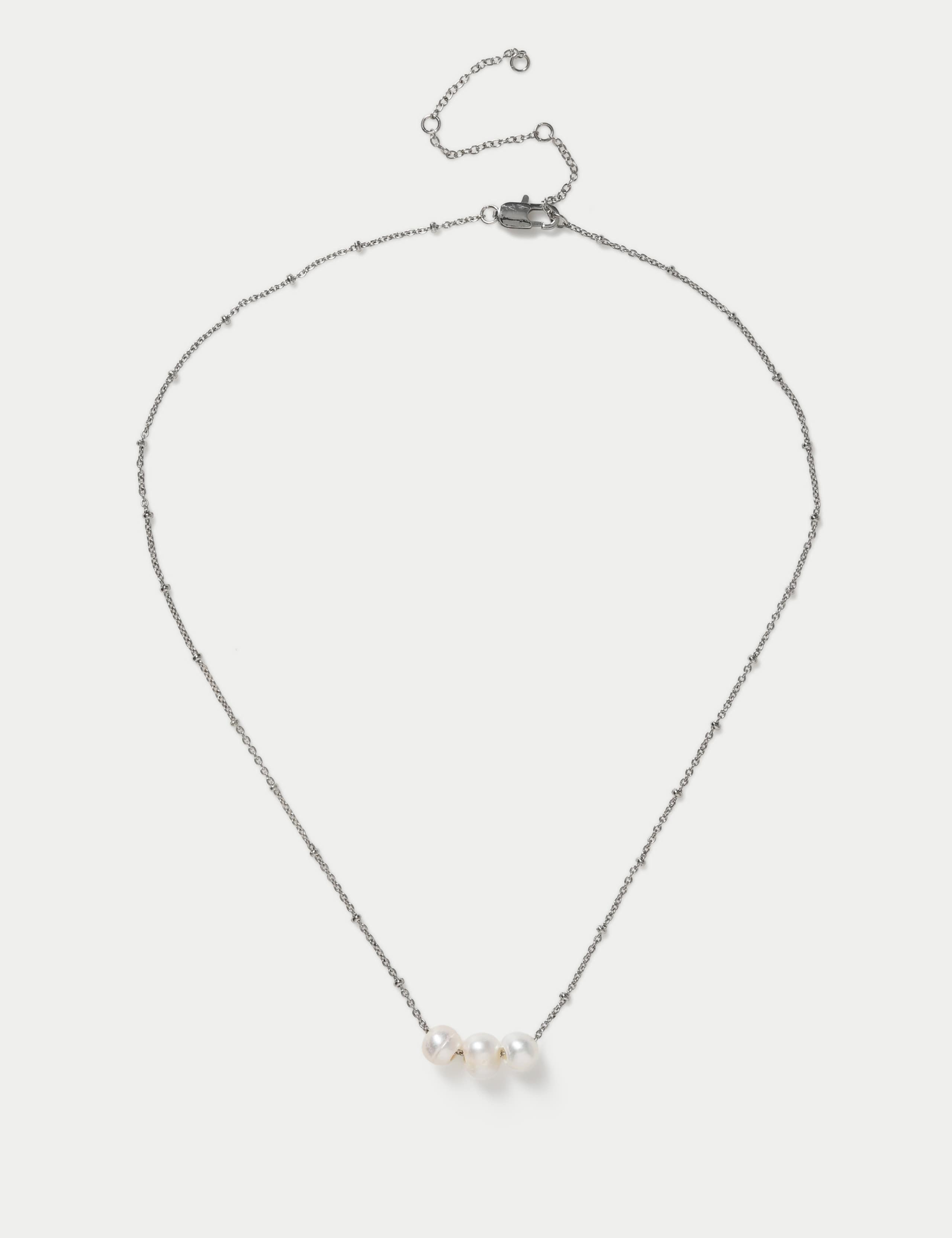 Platinum Fresh Water Pearl Necklace 1 of 2