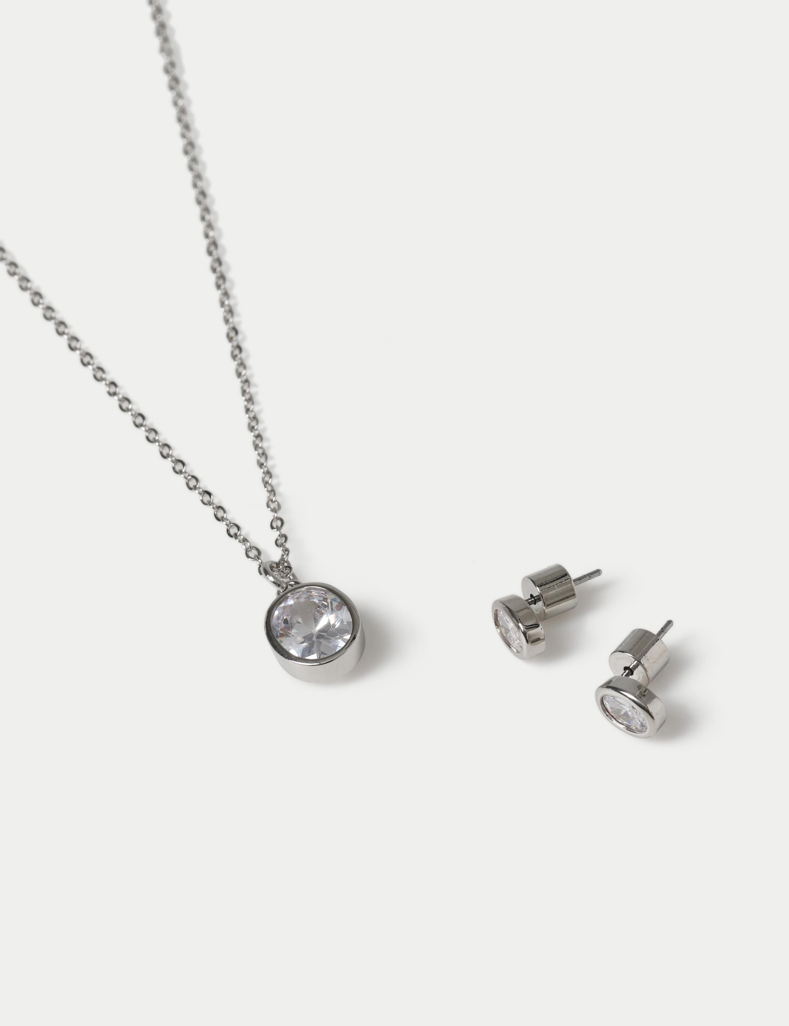 Platinum Oval Earrings and Necklace Set 2 of 2