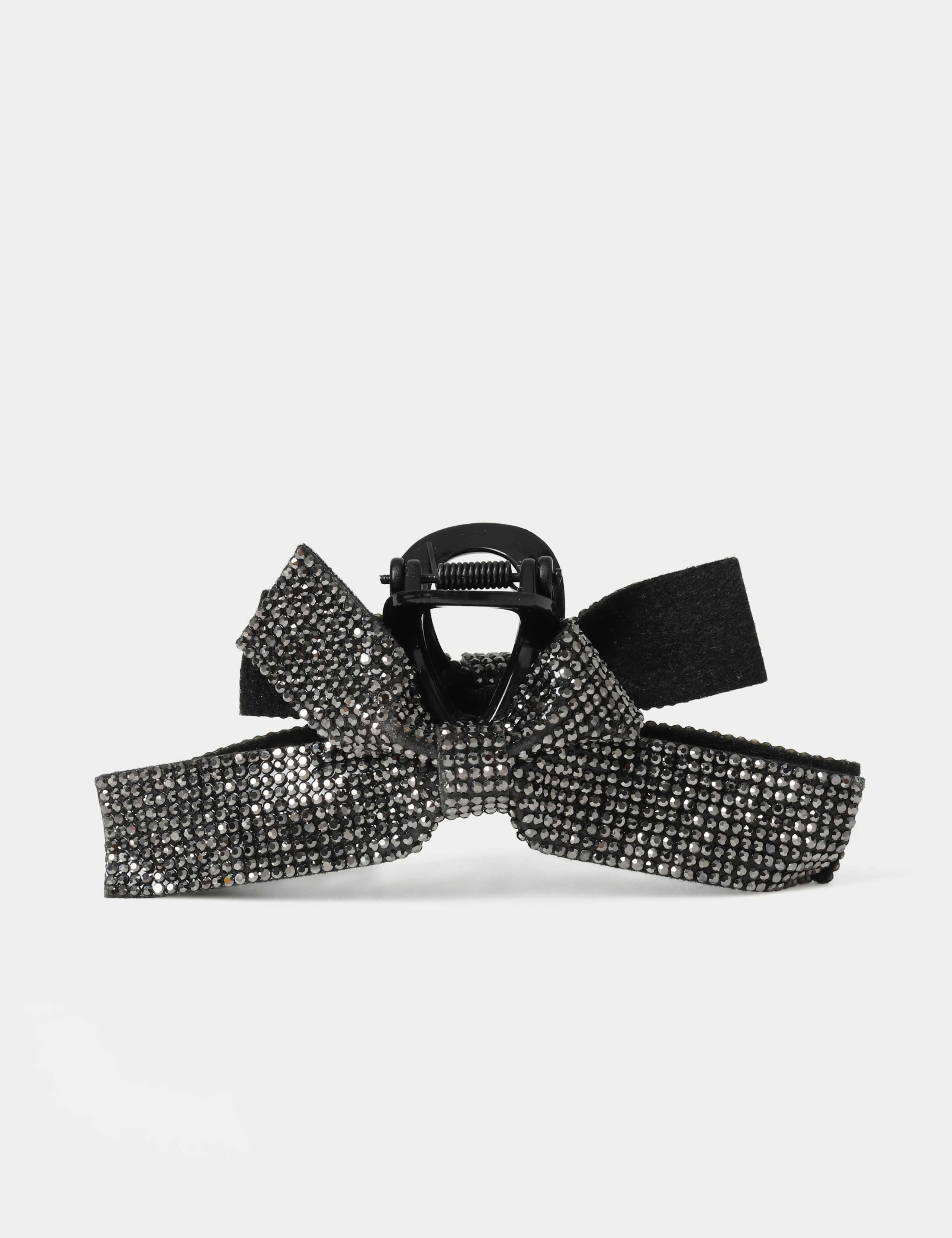 Black Sparkle Bow Hair Claw 1 of 2