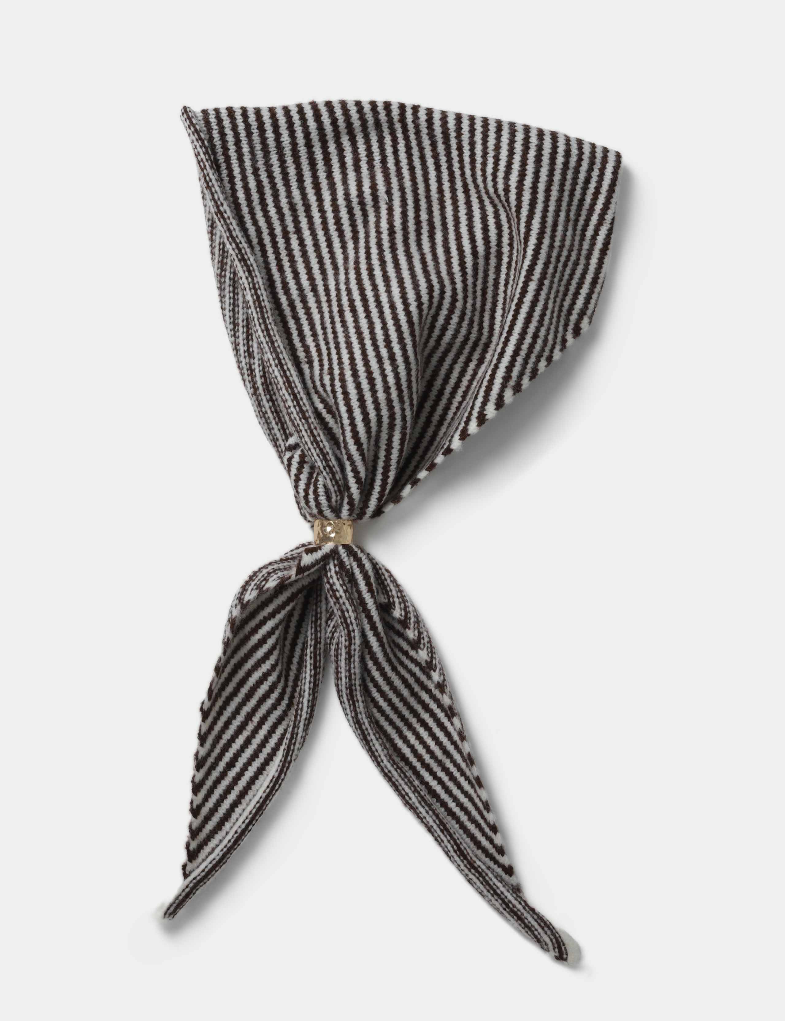 Brown Stripe Thick Toggle Scarf 2 of 2
