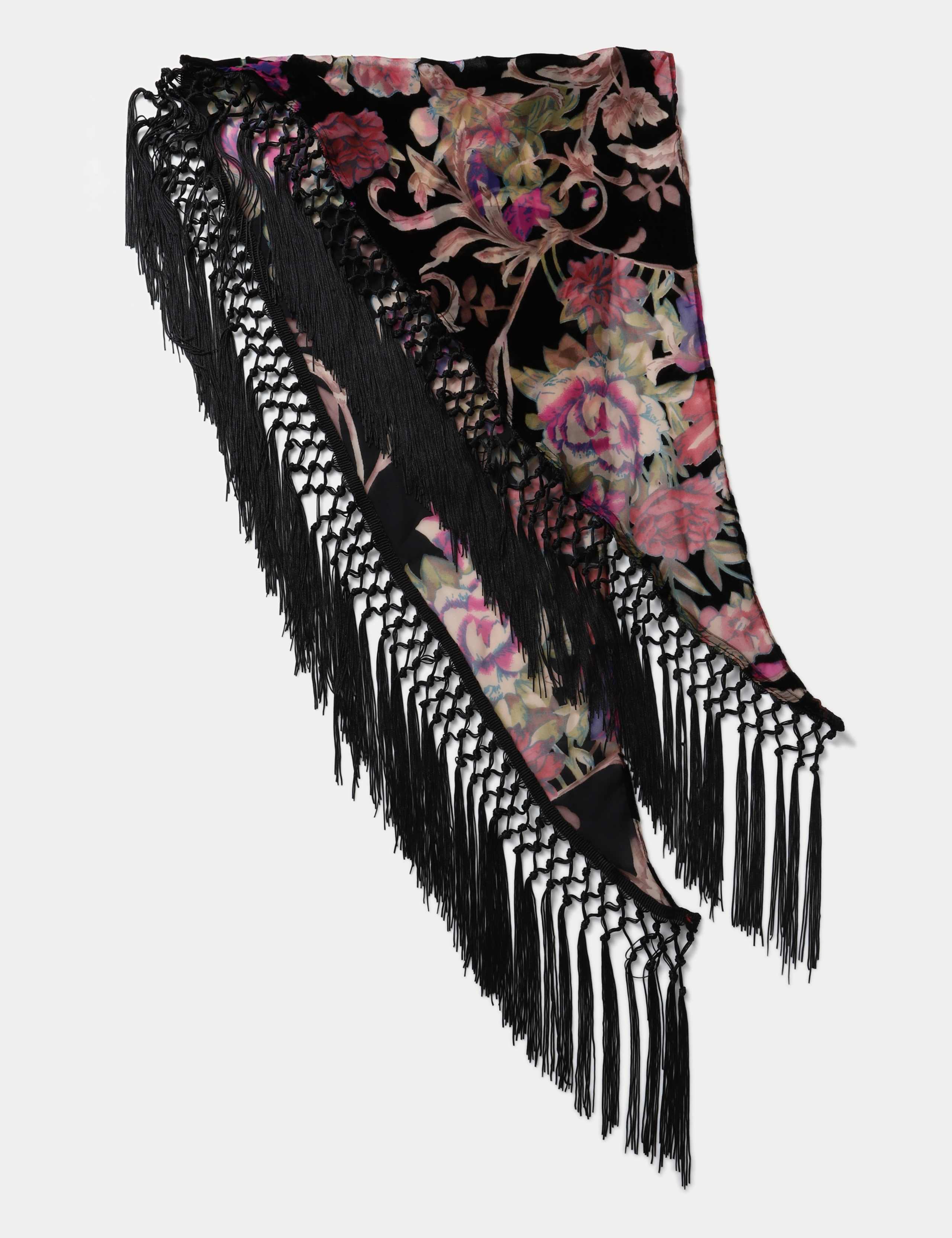 Devore Floral Tassel Shawl 2 of 3
