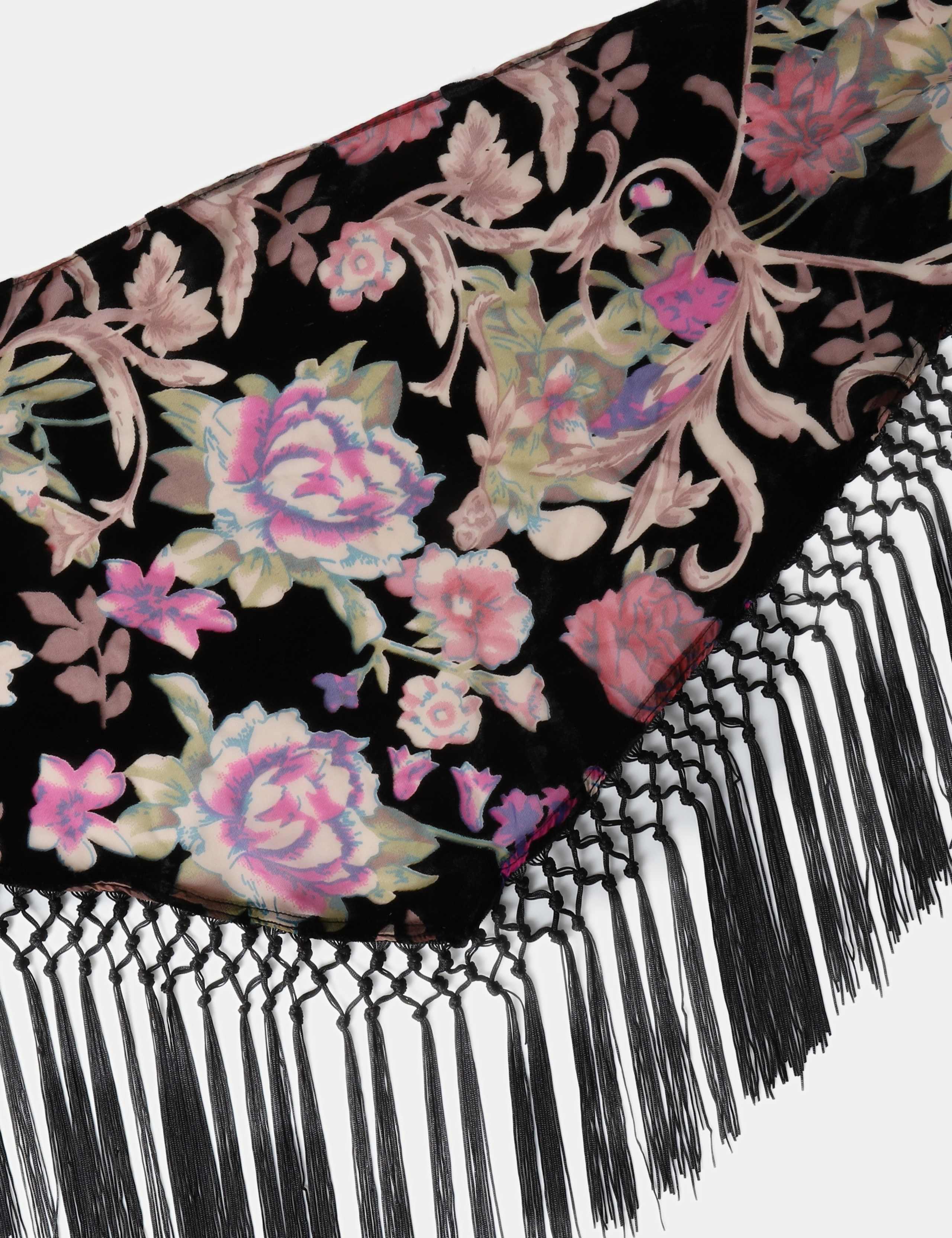 Devore Floral Tassel Shawl 3 of 3