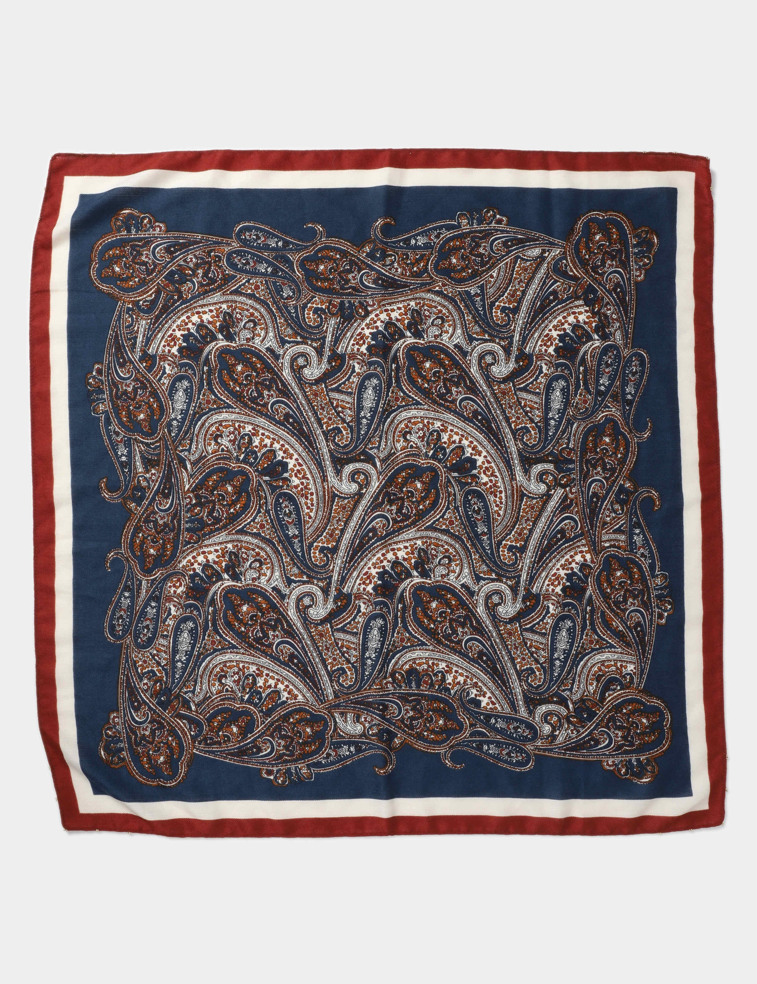 Navy Beaded Paisley Swirl Print Scarf 3 of 3