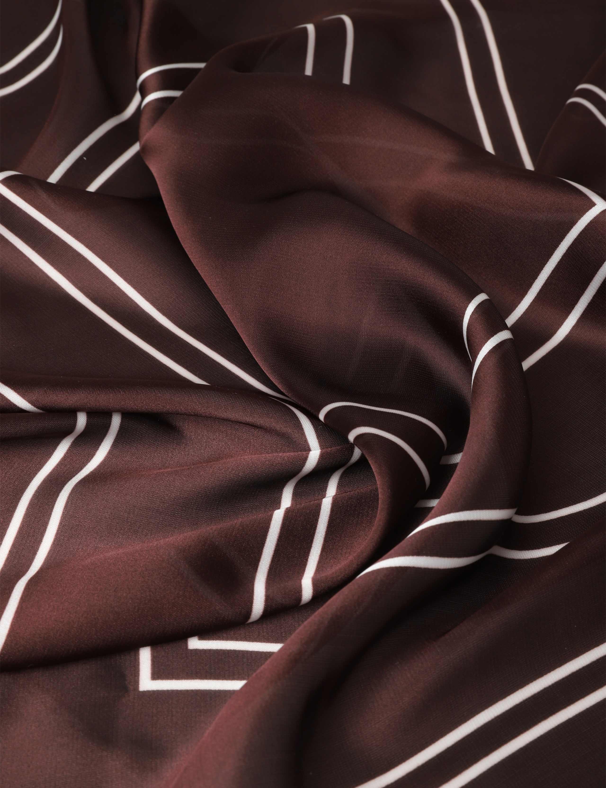 Satin Brown Geo Print Scarf 2 of 3