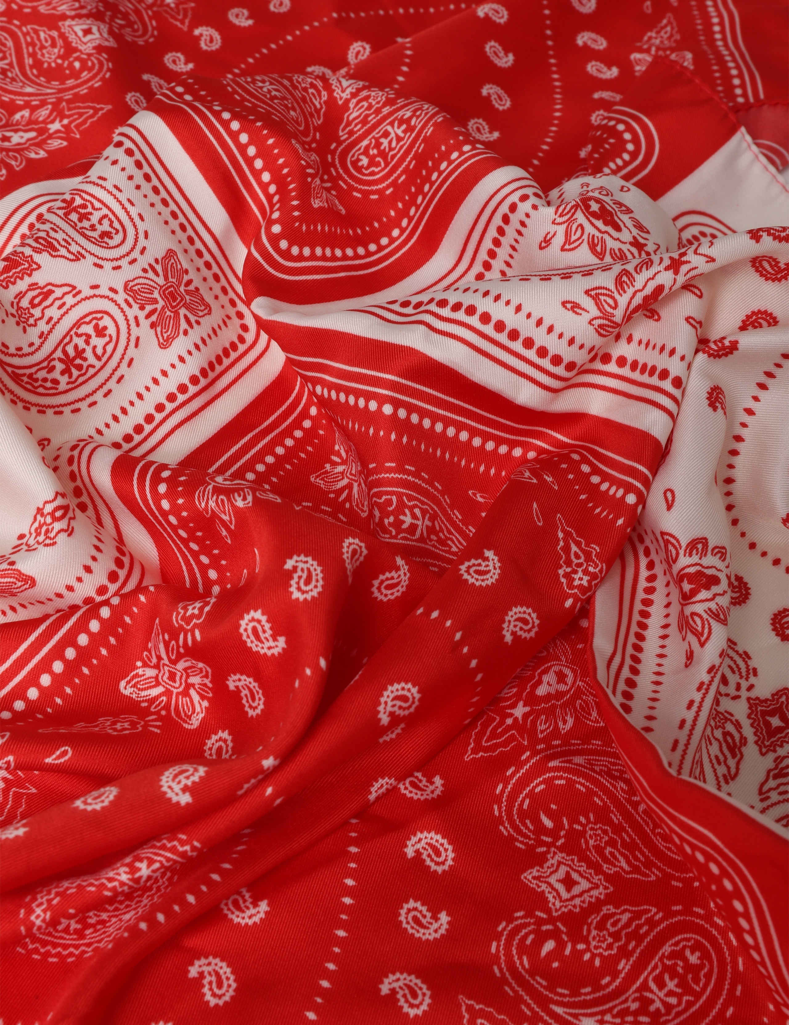 Textured Satin Red Paisley Block Scarf 3 of 3