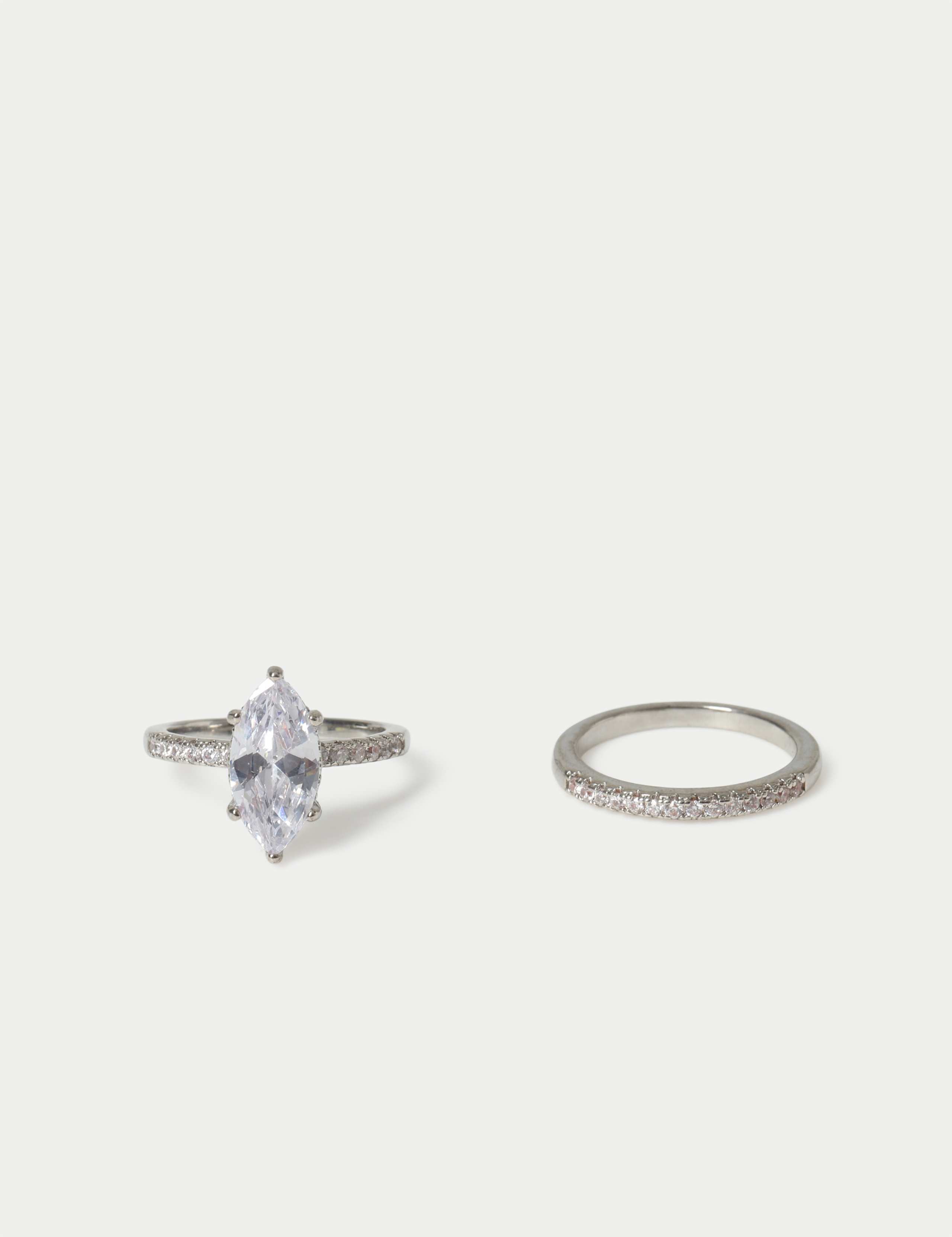 Platinum Plated Engagement Ring Stack 3 of 3