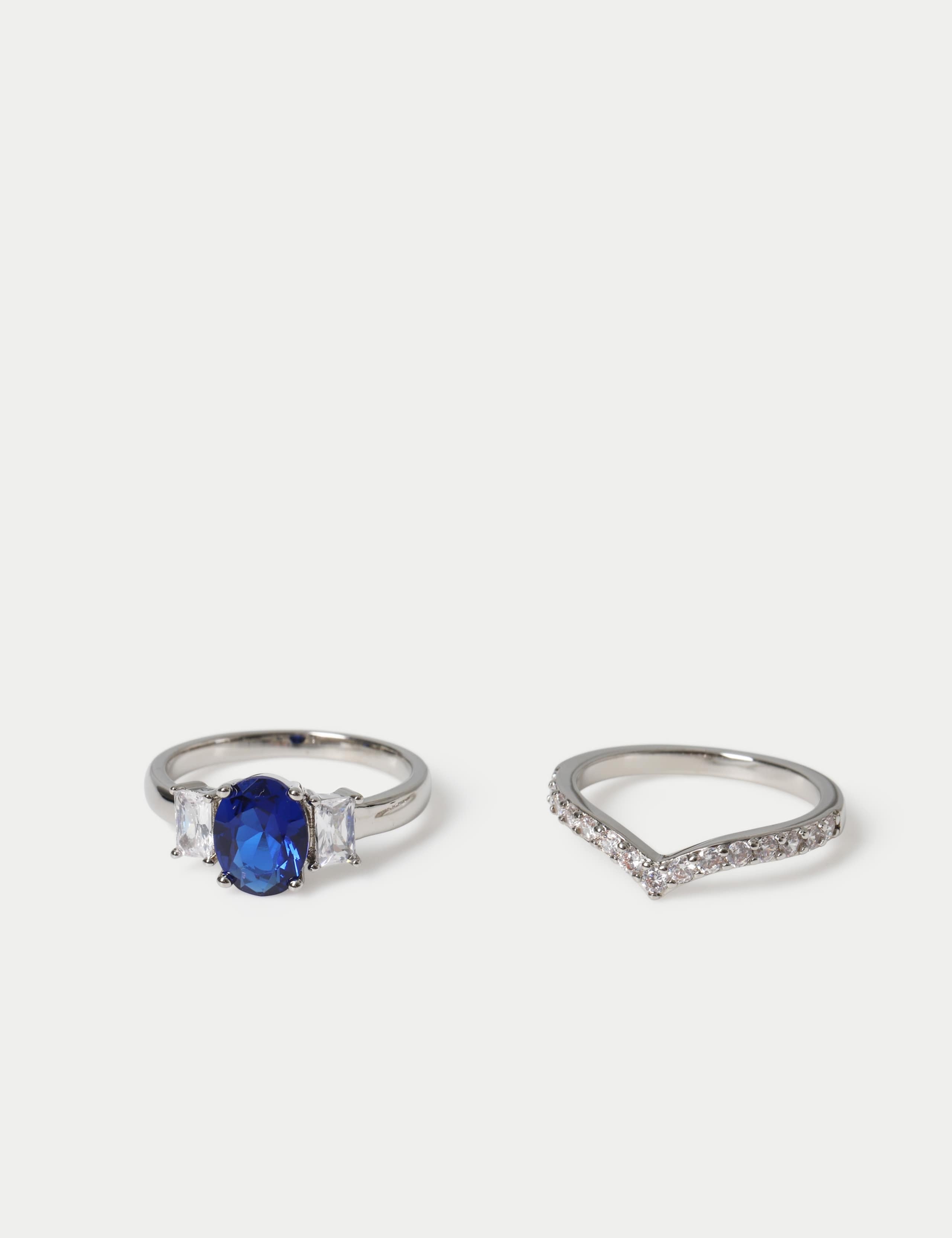 Platinum Plated Blue Ring Stack 2 of 2