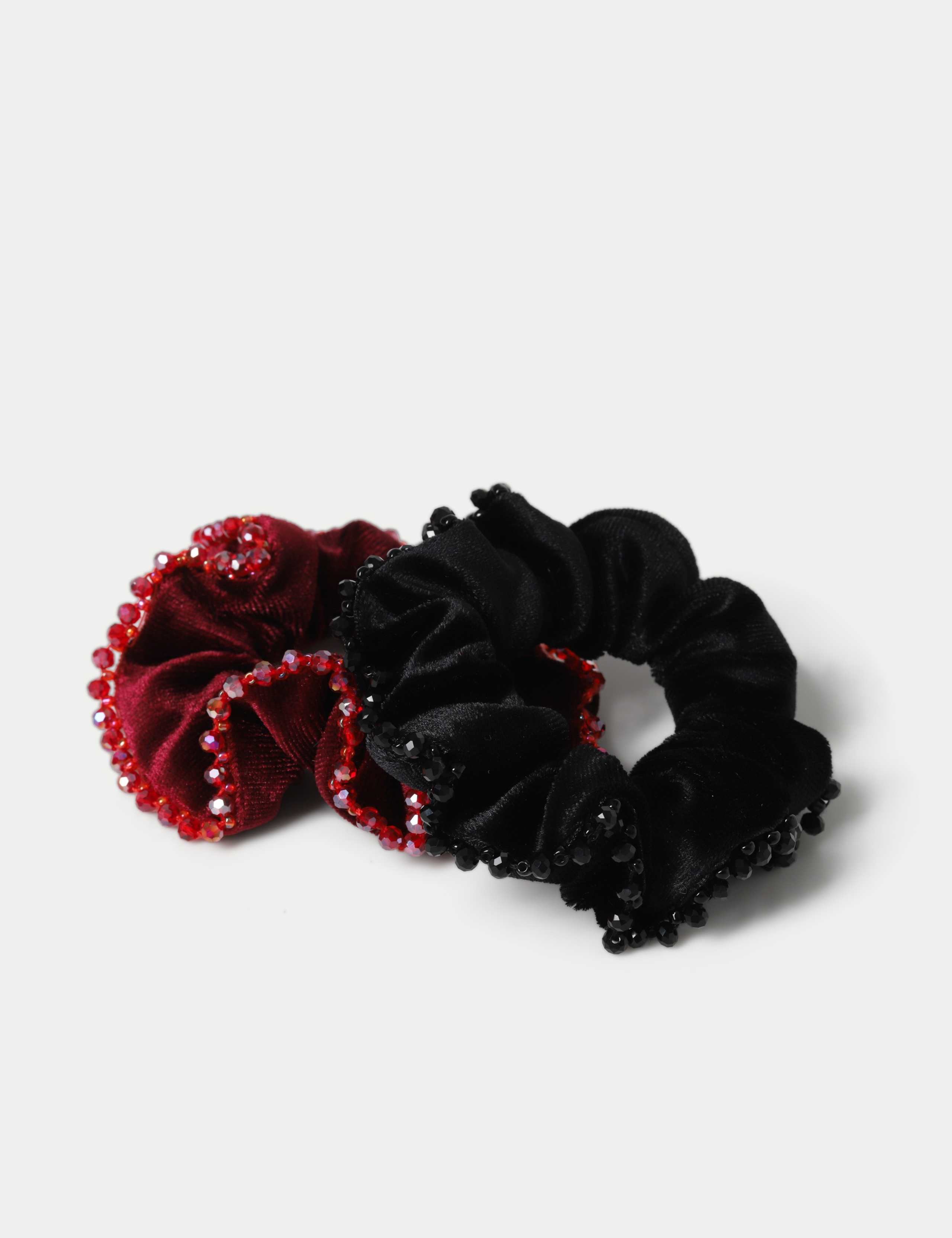 2 Pack Soft Touch Beaded Scrunchies 2 of 2