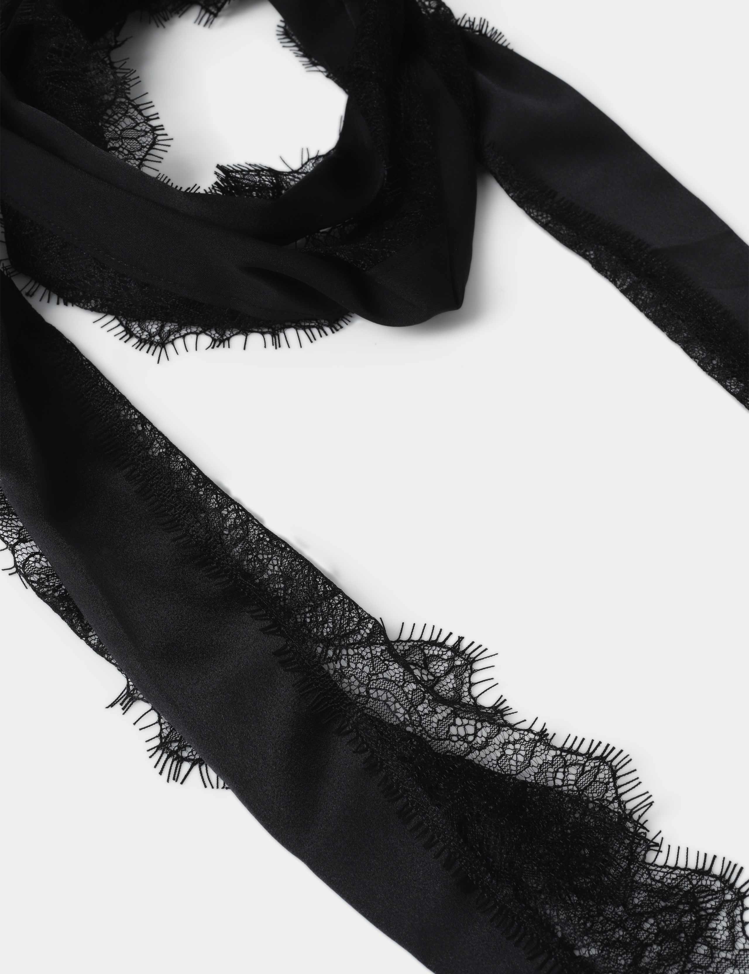 Satin and Lace Trim Skinny Scarf 2 of 2