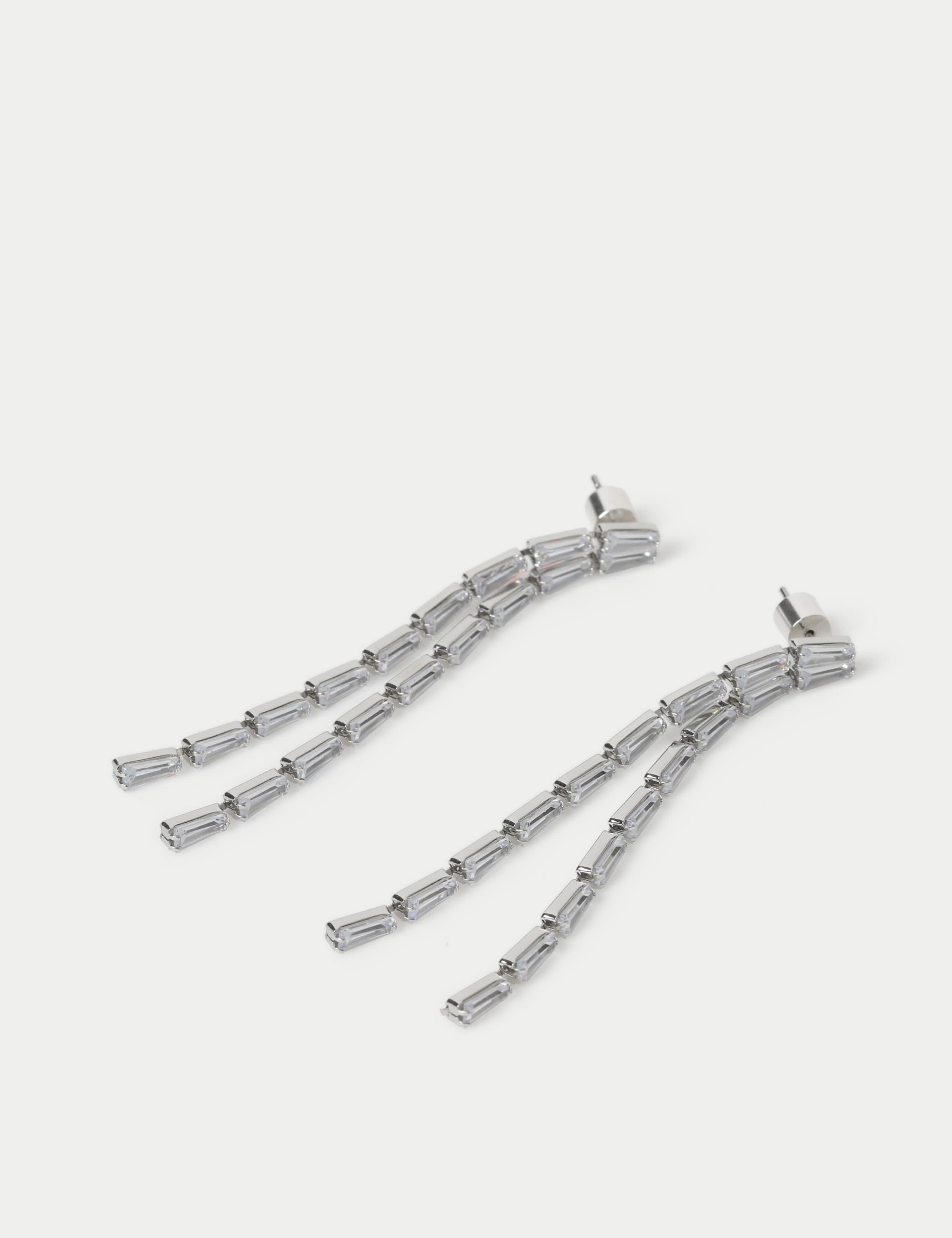 Skinny Crystal Long Drop Earrings 2 of 2