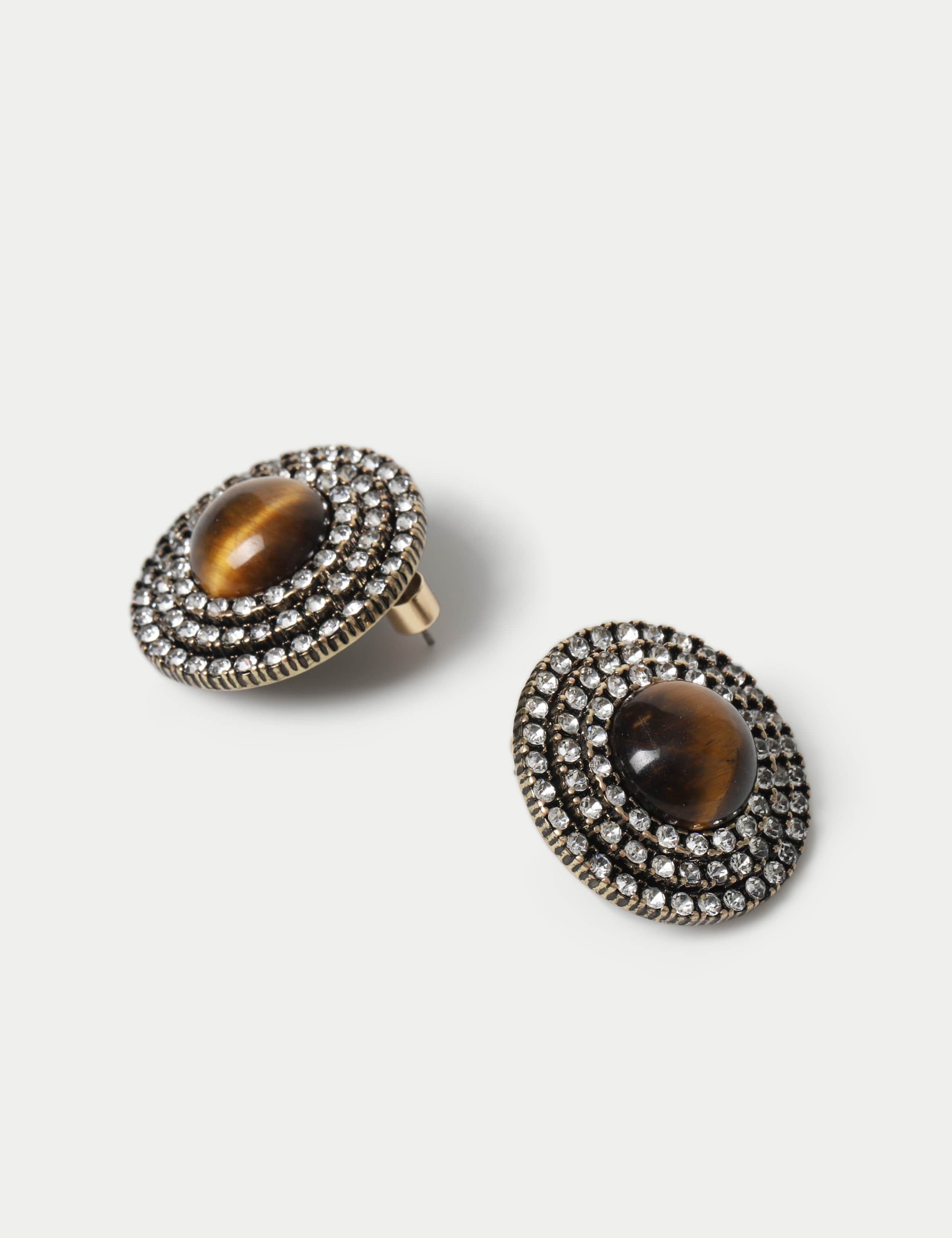 Oversized Natural Stone Crystal Earrings 2 of 2