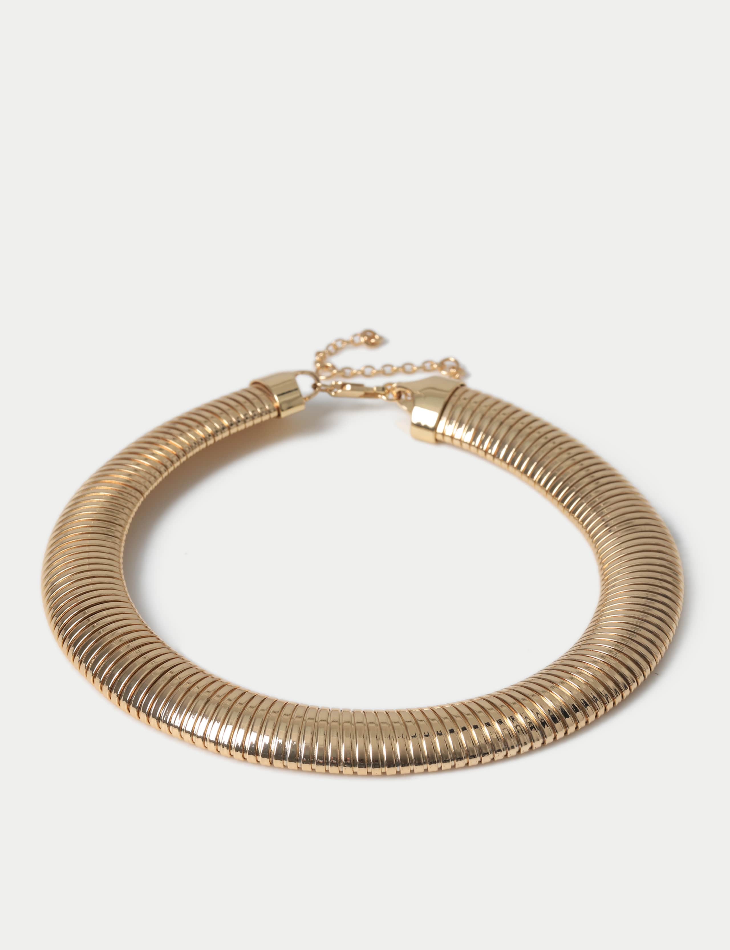 Gold Tone Oversized Ridge Necklace 3 of 3