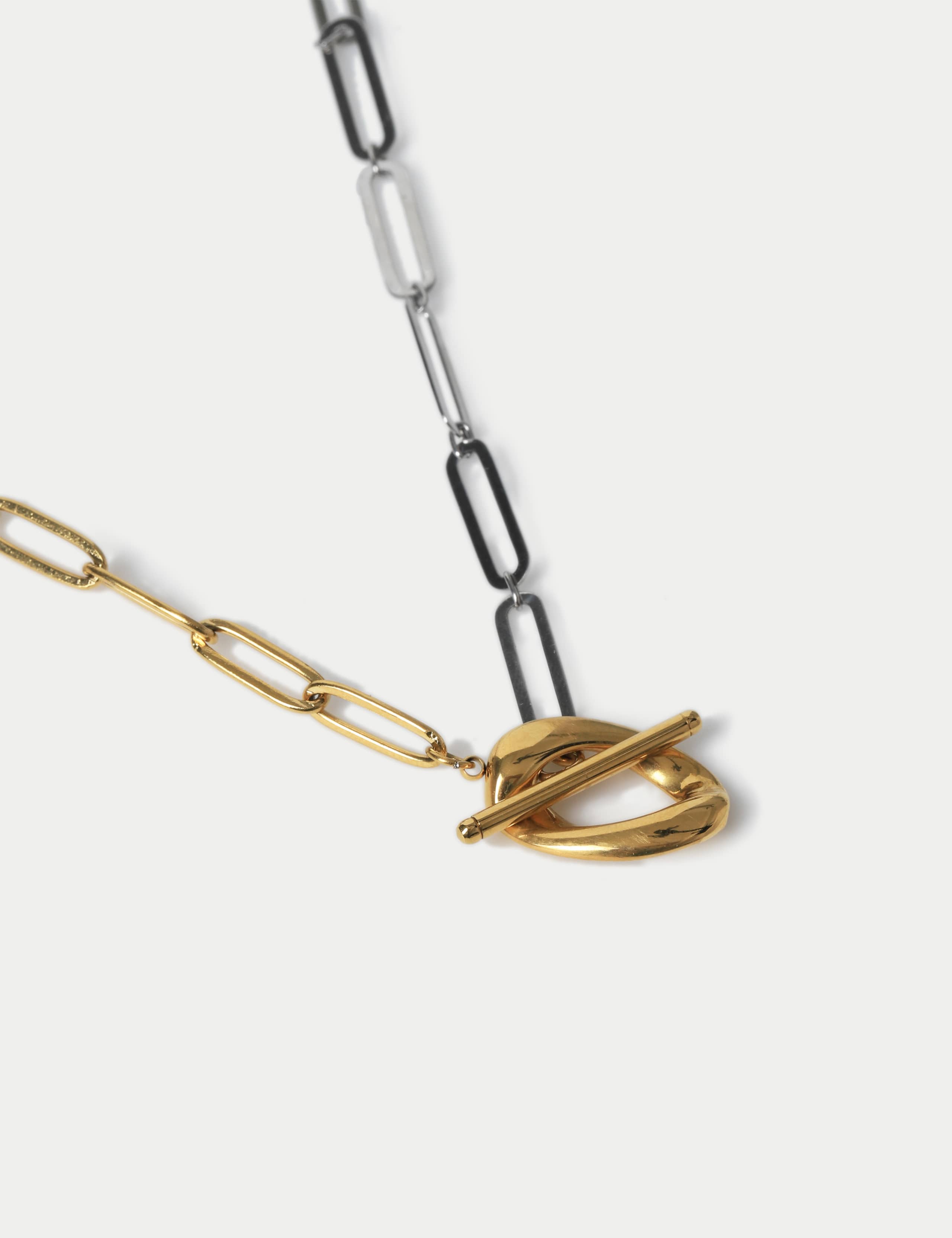 Mixed Metal Chain T-Bar Necklace 2 of 2