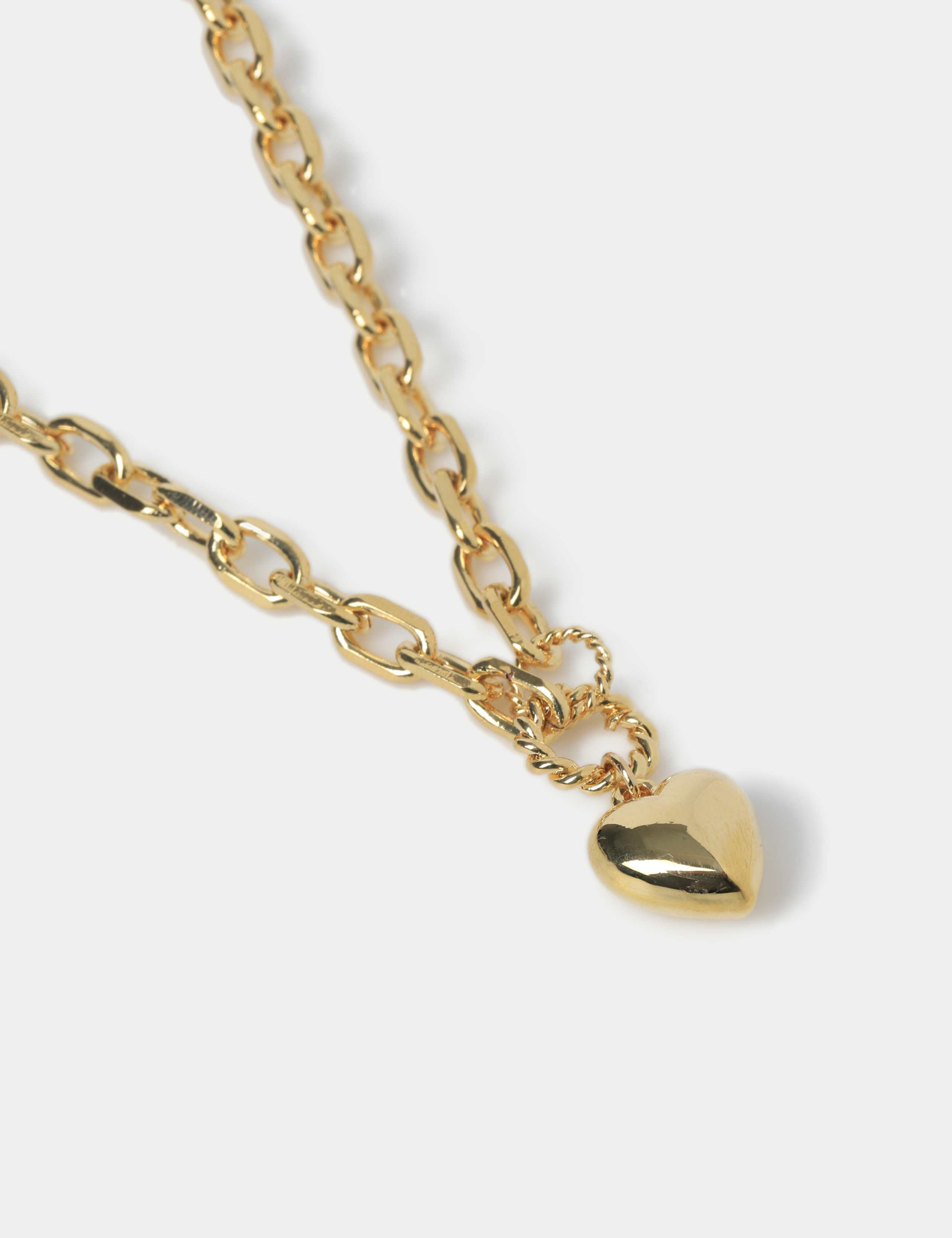 14k Gold Plated Chunky Chain Heart Pendant Necklace 2 of 2