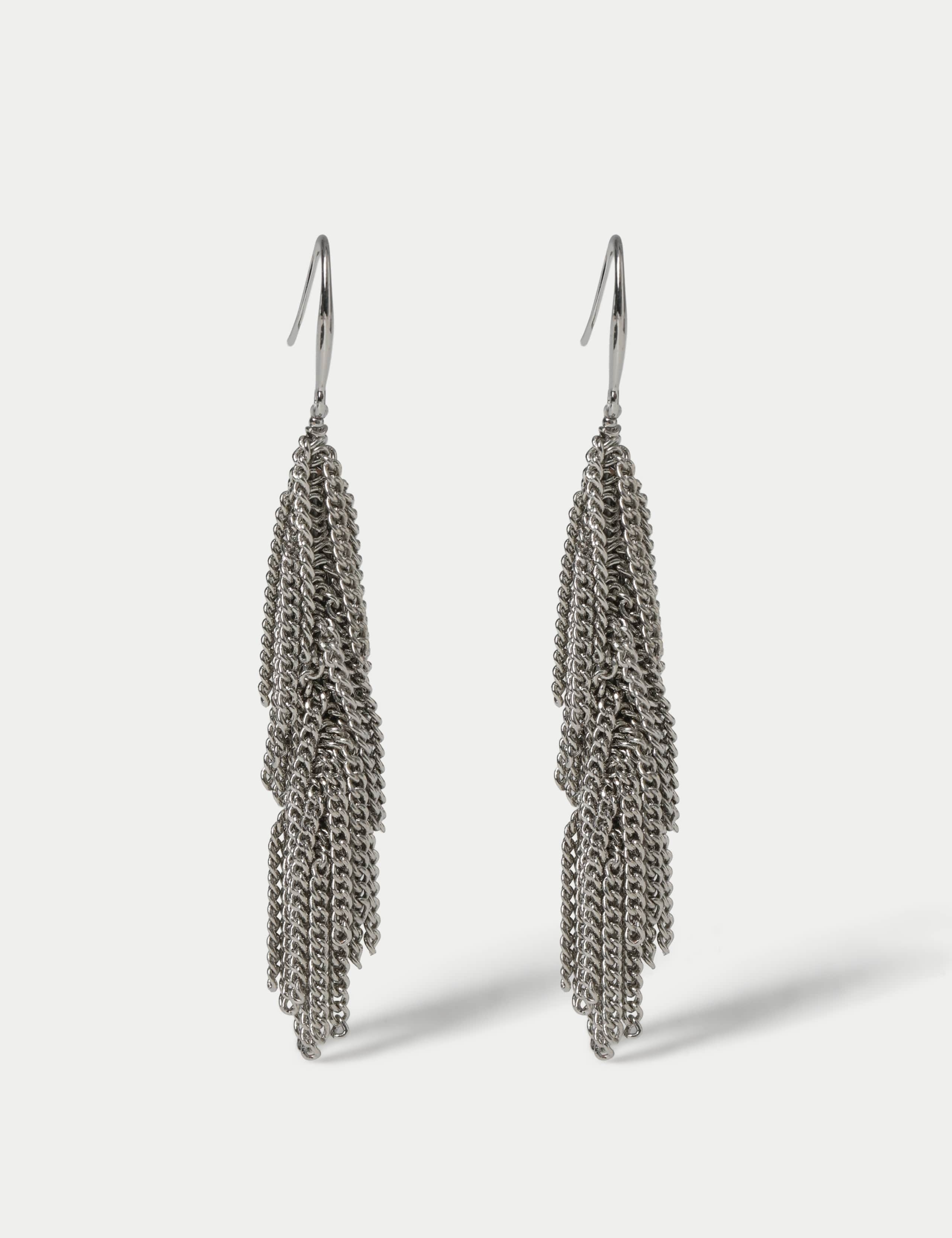 Rhodium Tassel Drop Earring 2 of 2