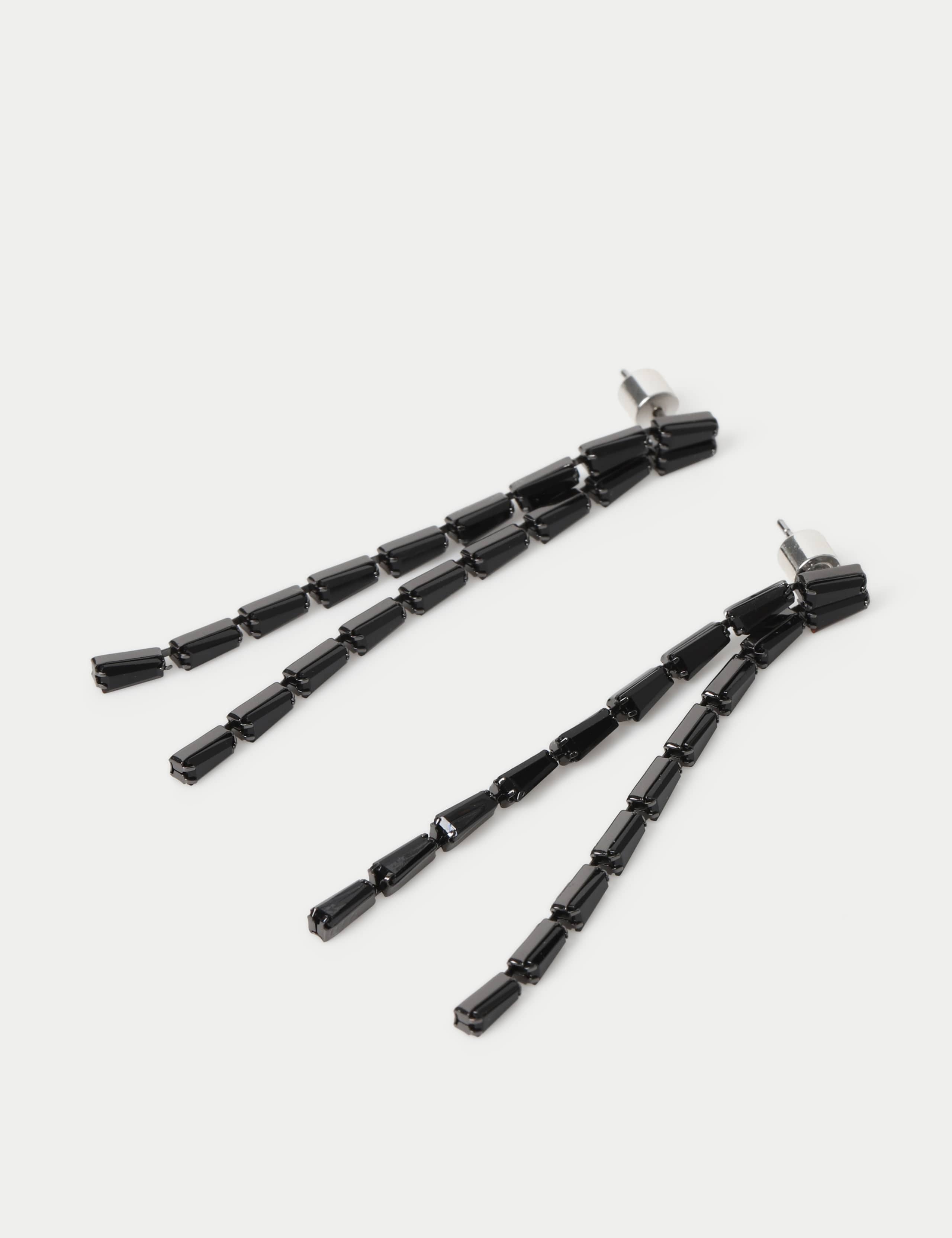 Skinny Jet Long Drop Earrings 2 of 2