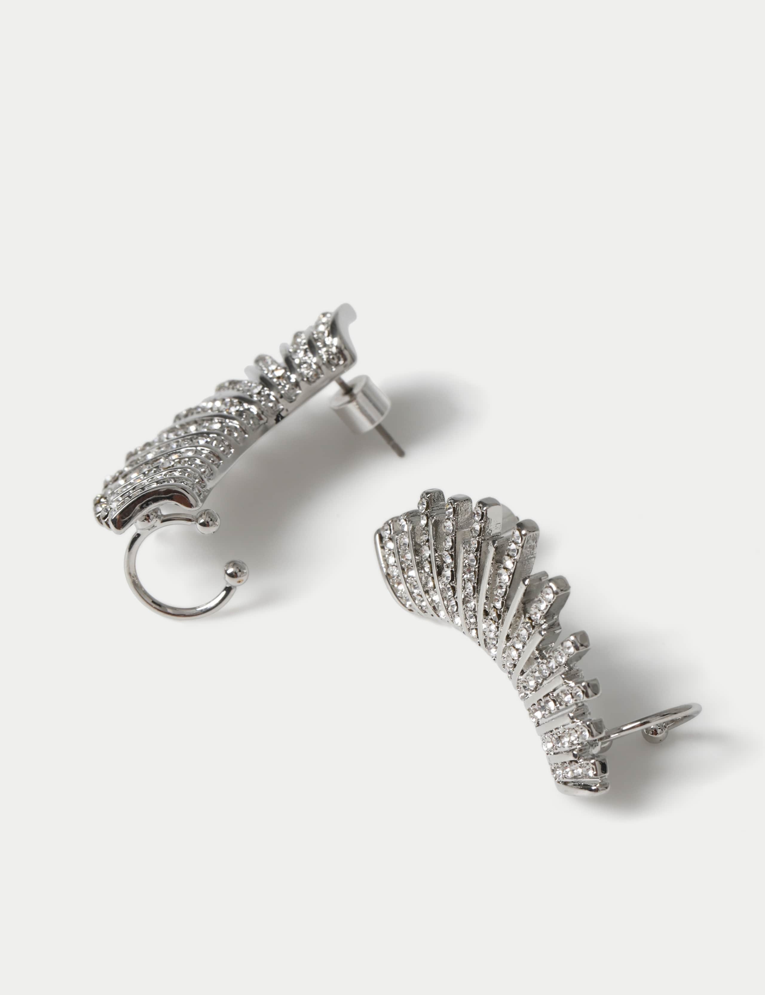 Rhodium Crystal Climber Ear Cuffs 2 of 2