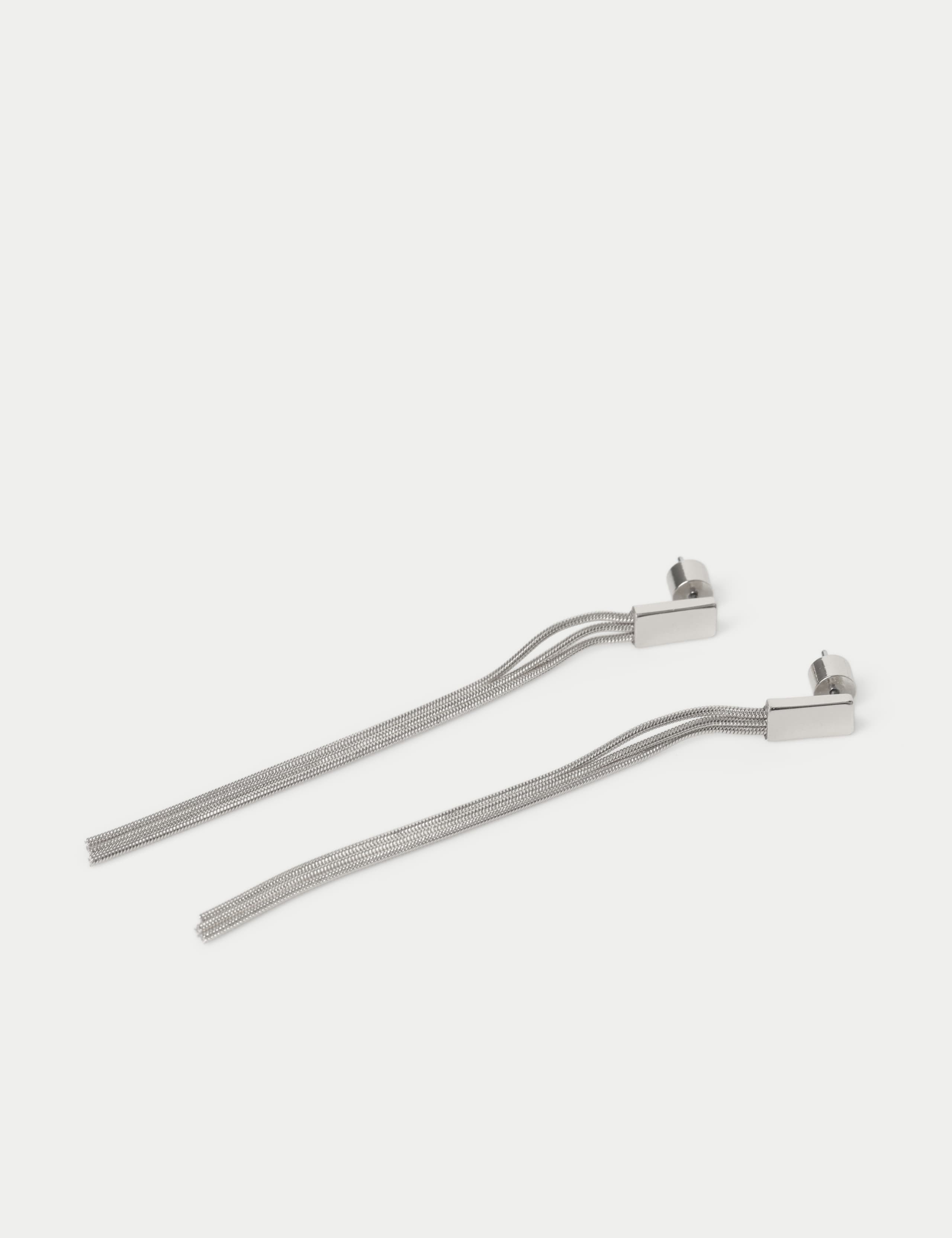 Silver Tone Slinky Long Drop Earrings 2 of 2