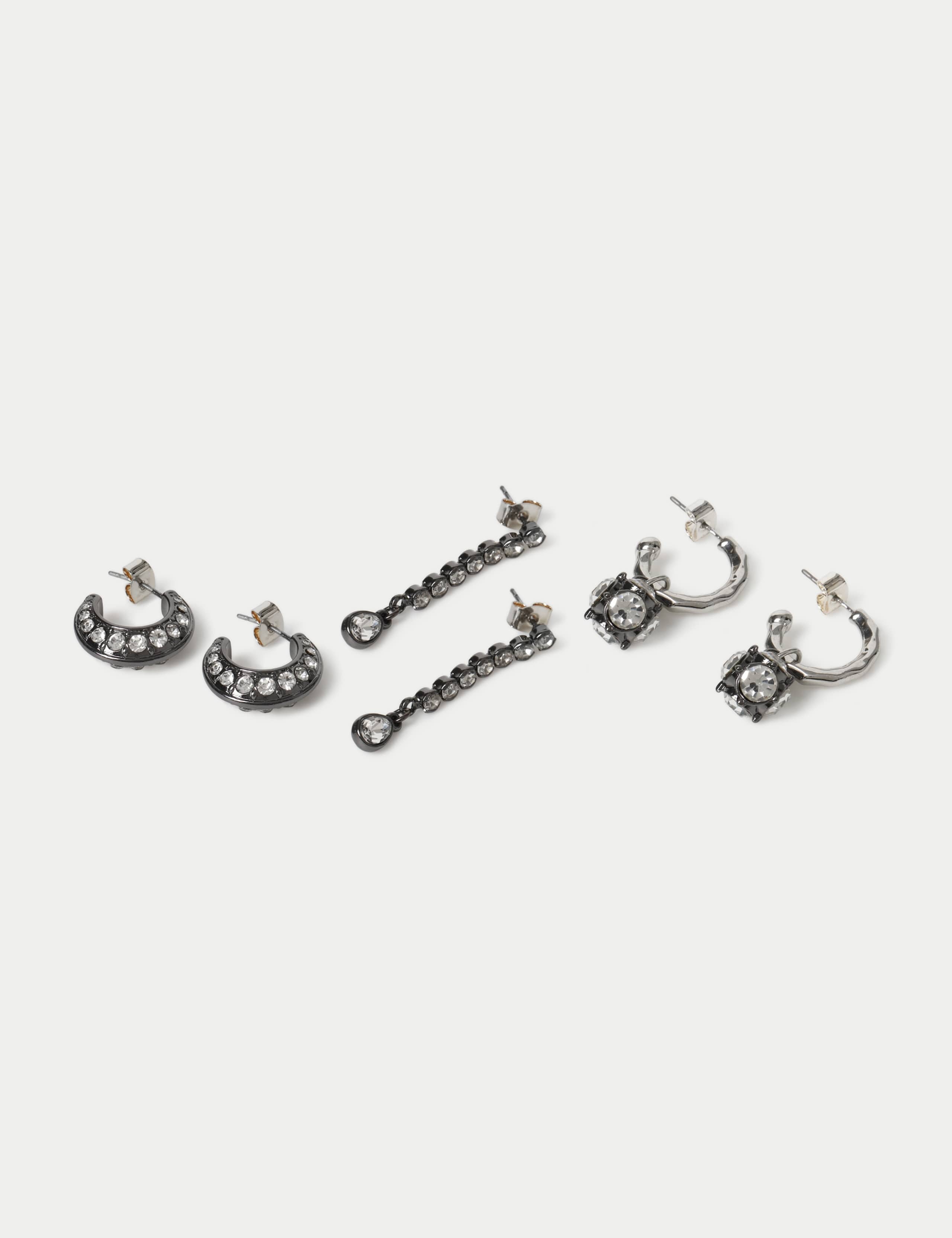 Gunmetal Crystal Pack Drop Hoop Earrings 2 of 2