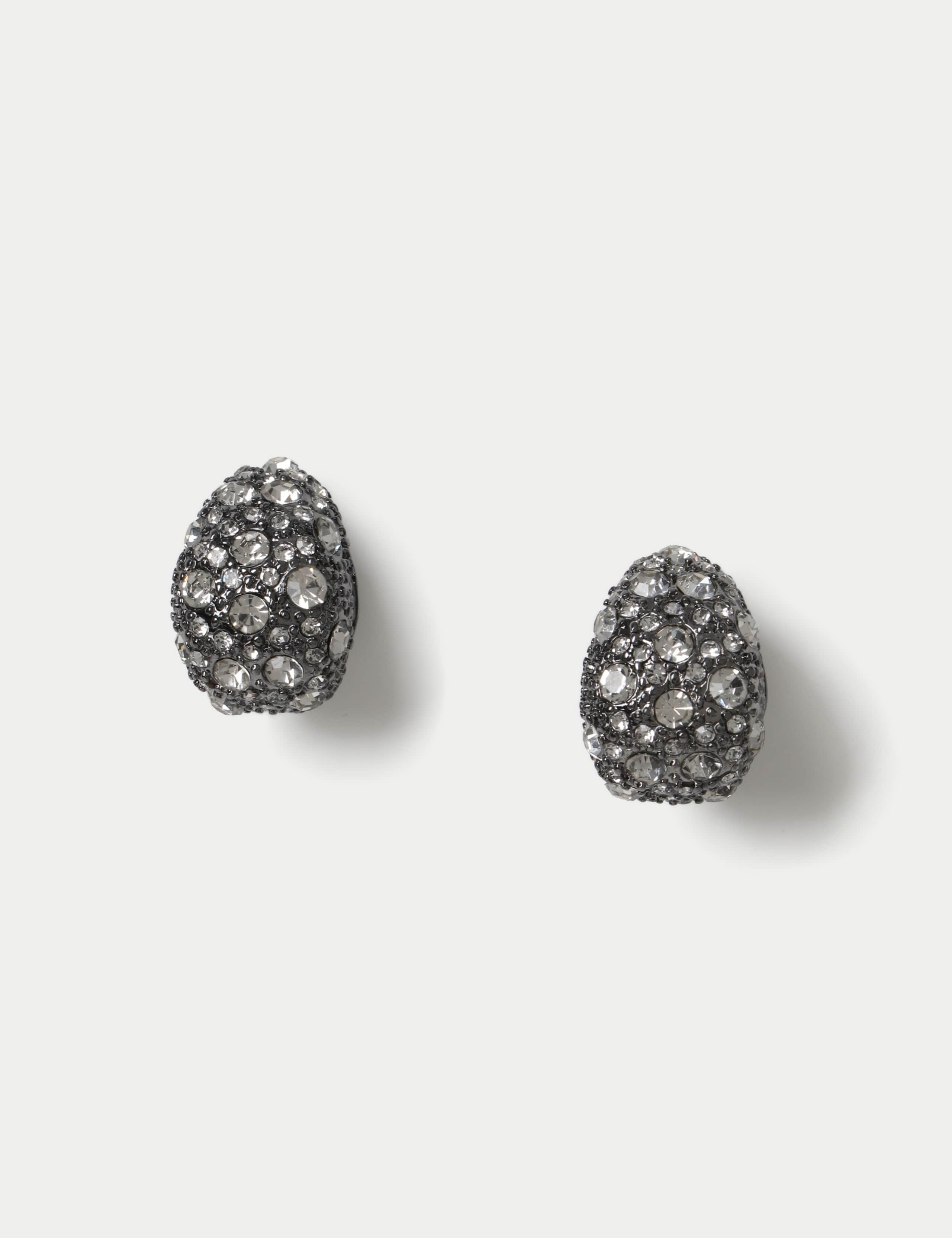 Gunmetal Crystal Tear Drop Stud Earrings 1 of 3