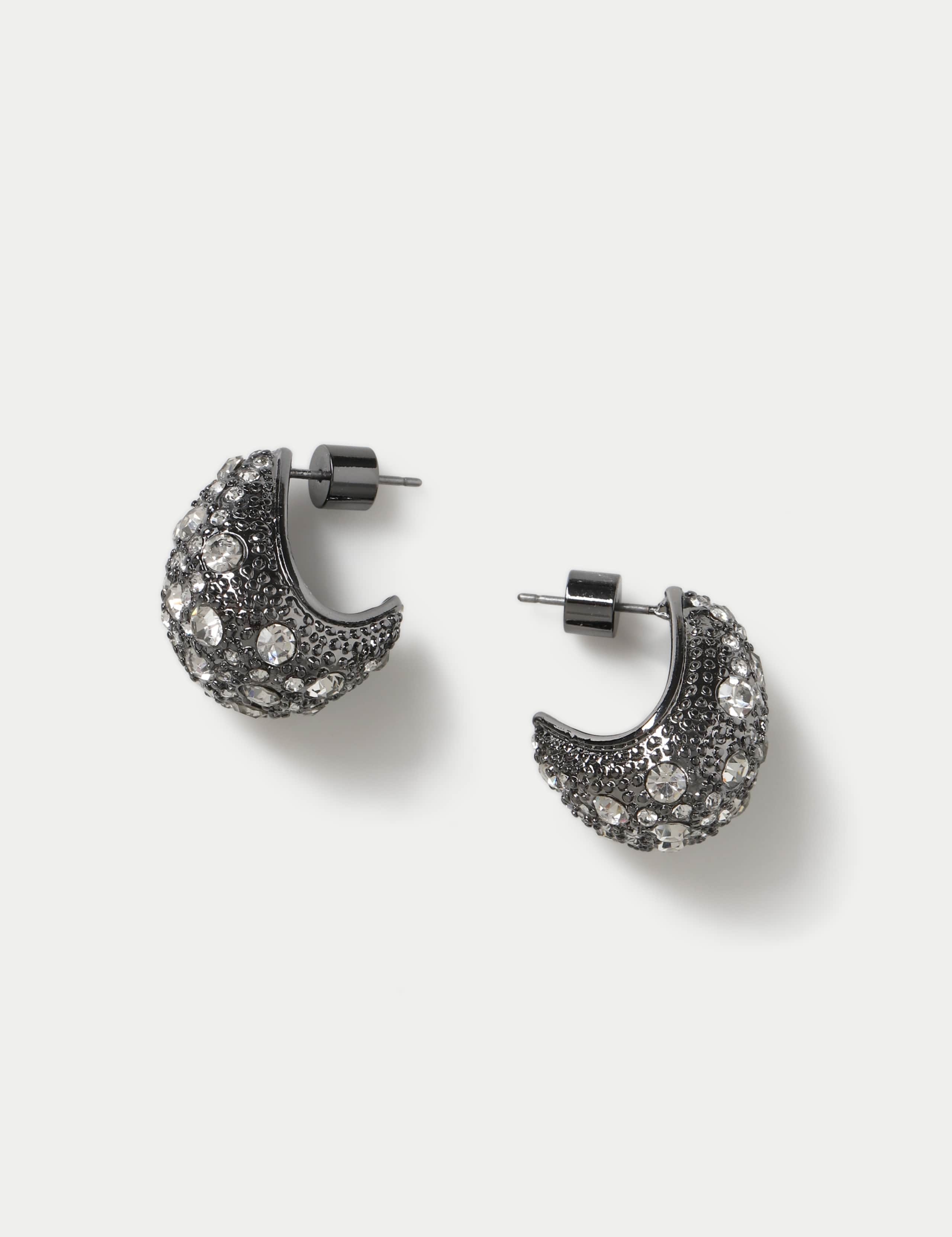 Gunmetal Crystal Tear Drop Stud Earrings 2 of 3